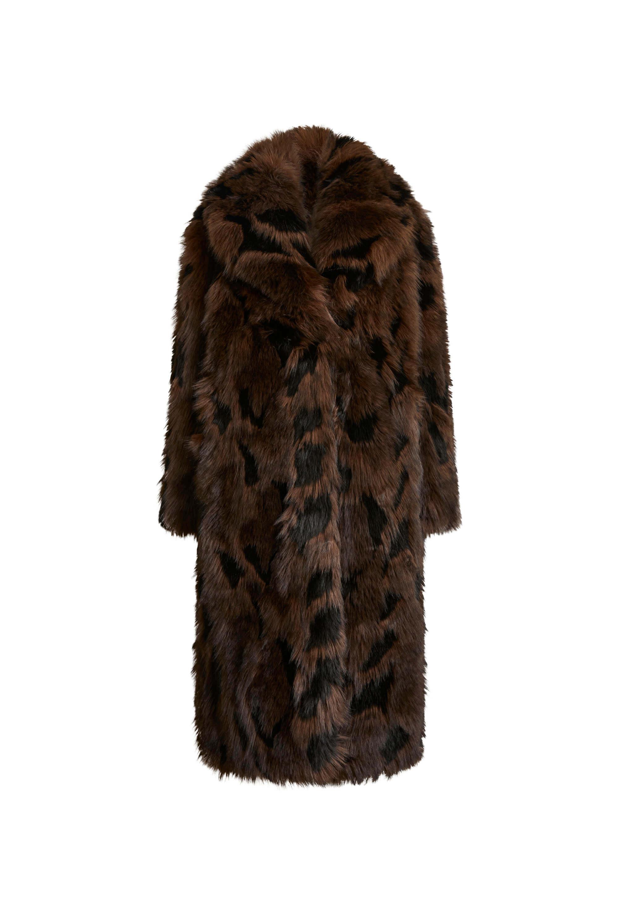 Wolf Fur Coat Long Dark Wolfskin Coat Viking Cloak L'VOW Women's