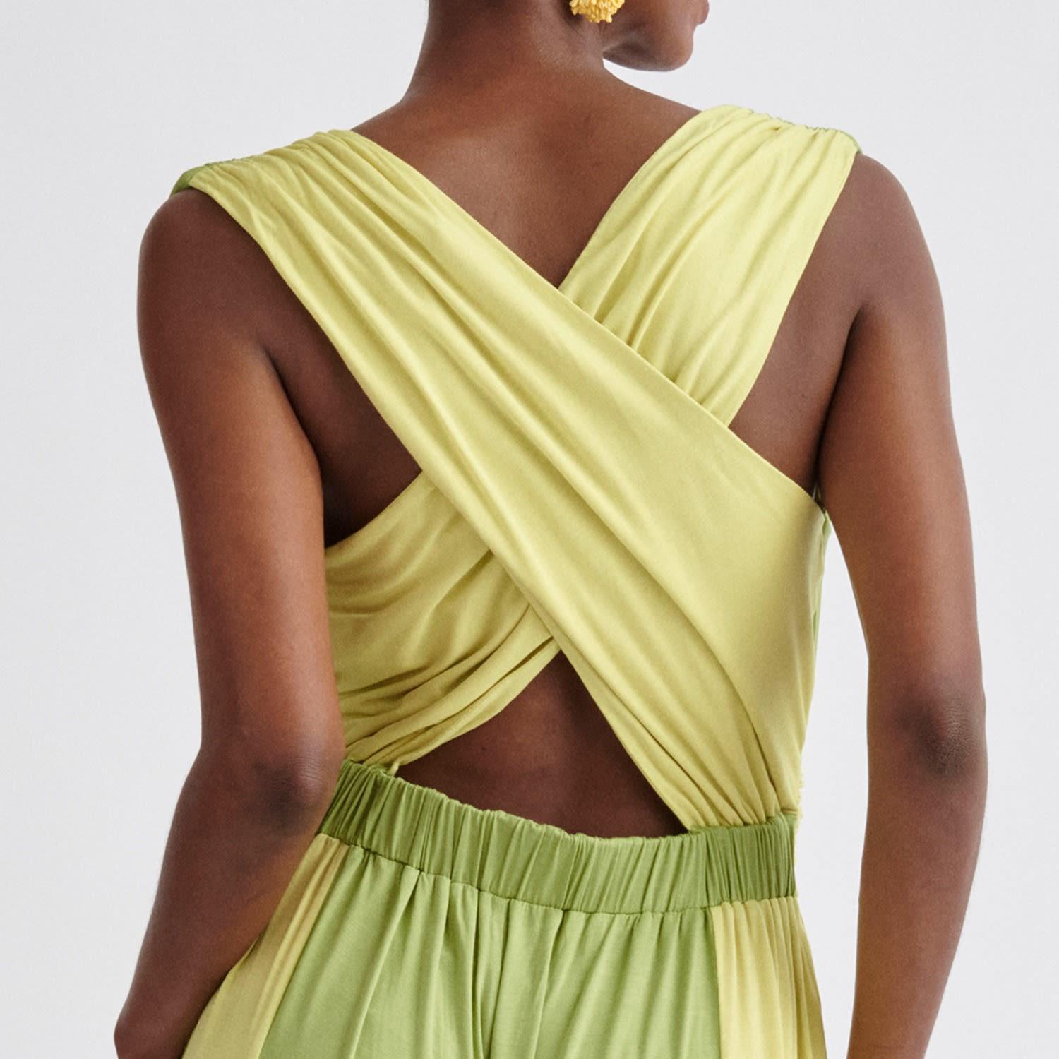 Paisie Cross Back Jersey Jumpsuit in Green