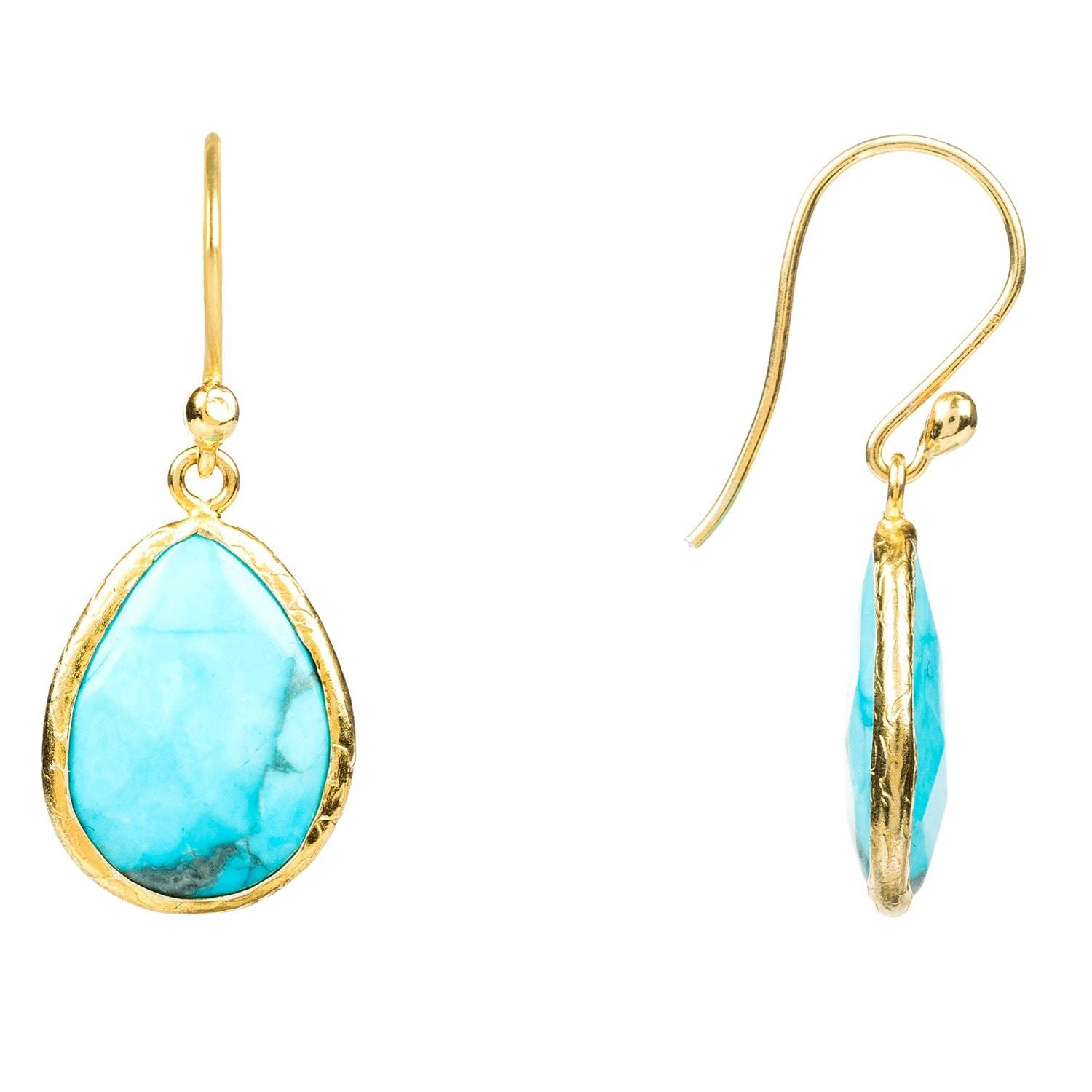 LÁTELITA London Petite Drop Earring Turquoise Gold in Blue / Gold (Blue ...