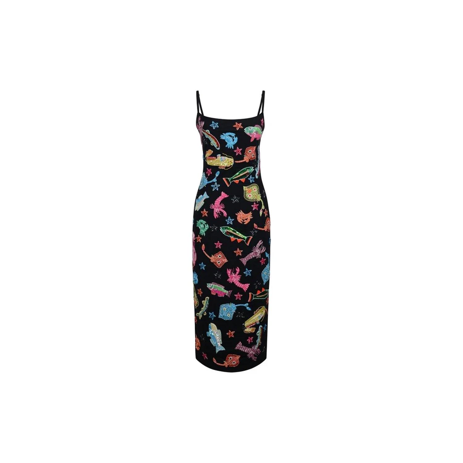oceanus beaded dress Boston Vibrant Hand-Beaded Dress
