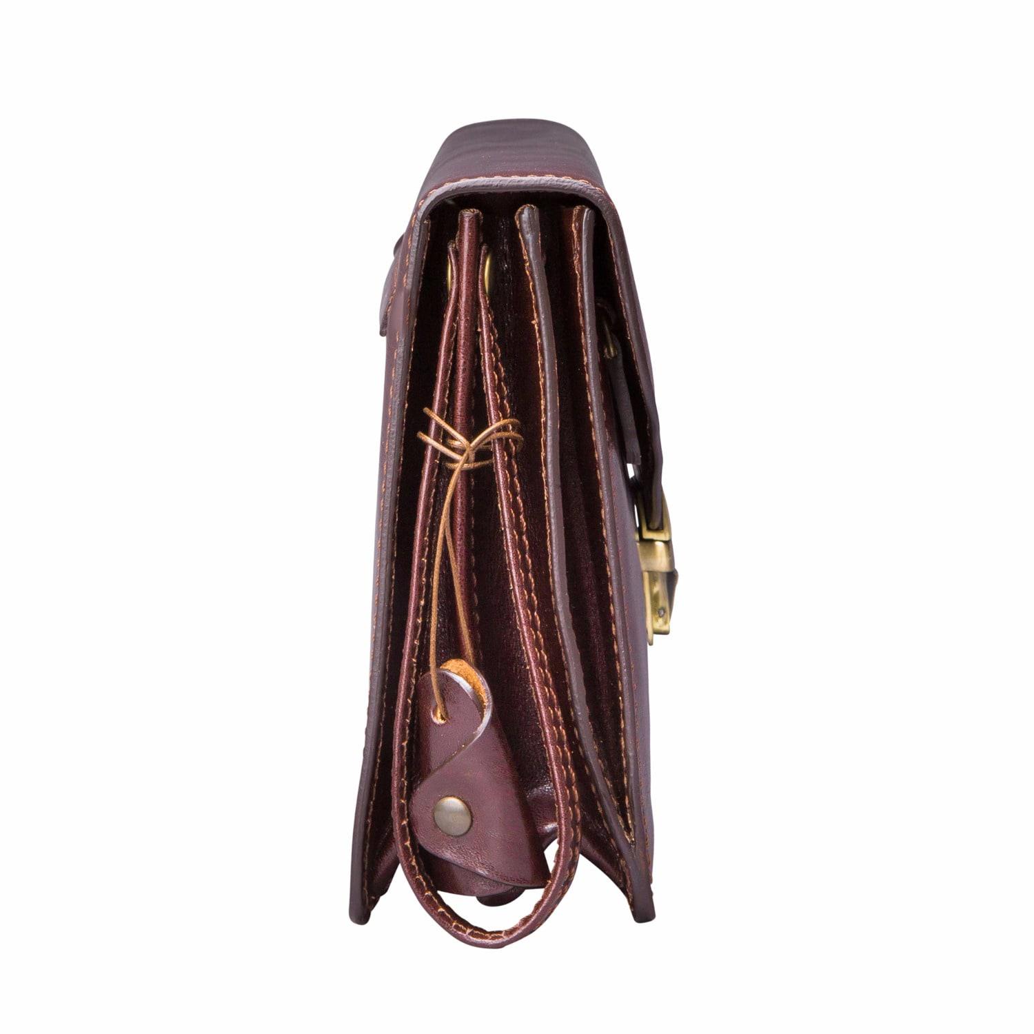 Maxwell Scott Bags The Santino Mens Leather Clutch Bag With Wrist Strap Chocolate Brown for Men ...
