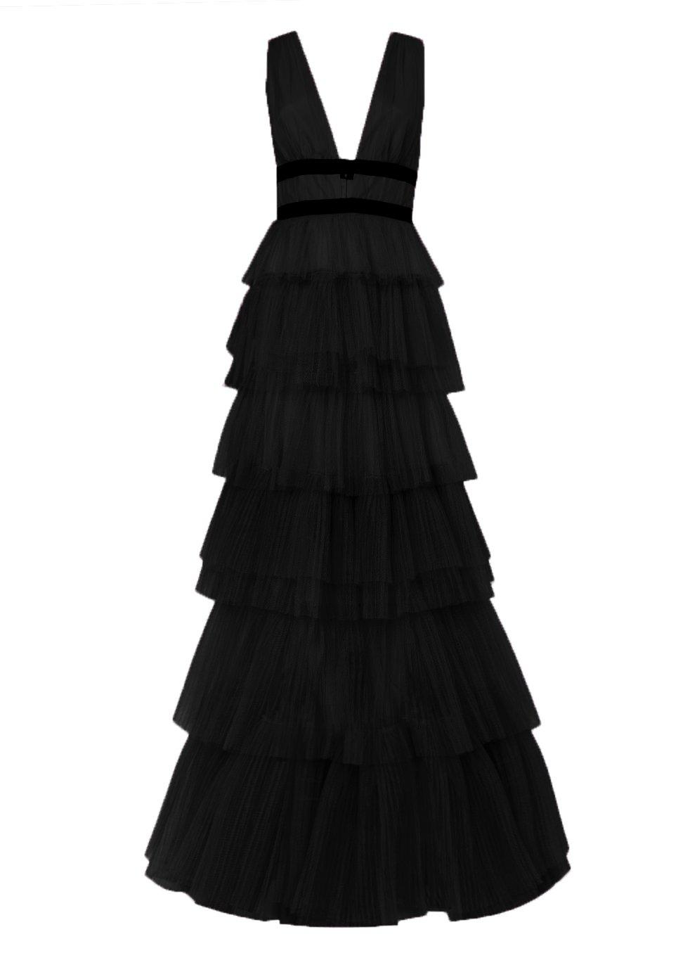 black tulle maxi
