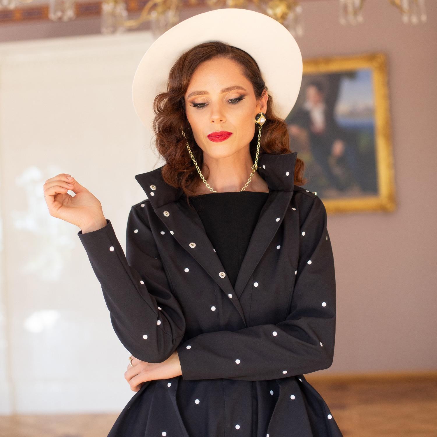 RainSisters Fitted Flared Coat With Detachable Hood Timeless Polka Dots in Black Lyst UK