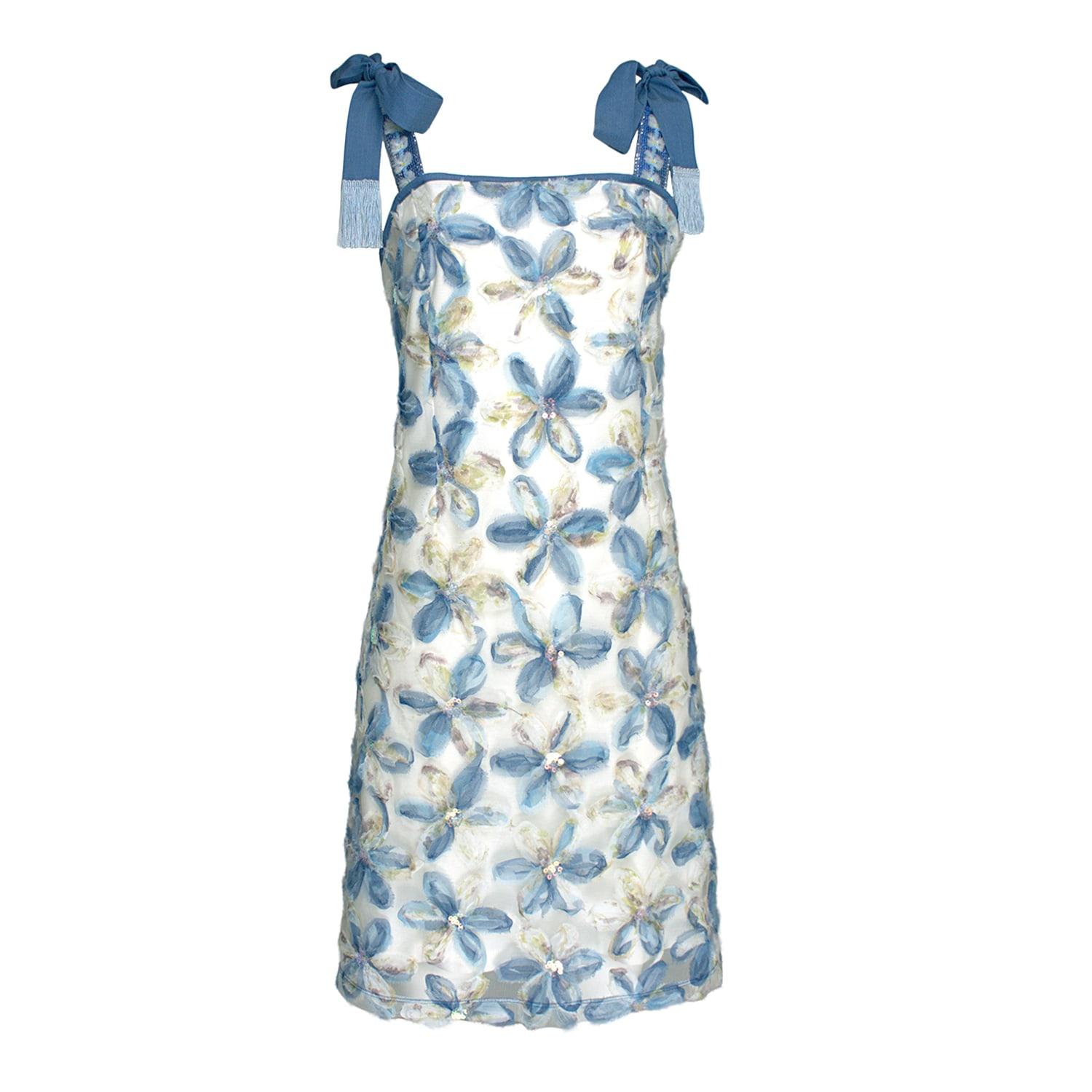 Laurie Beaded Flower Mini Dress - Lime