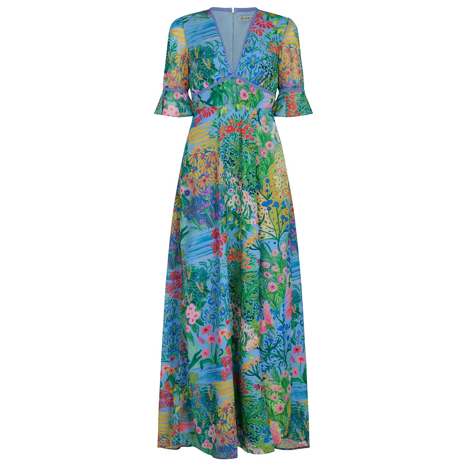 moon river floral midi dress Moon River Sleeveless Corset Detail Midi Dress MR9694