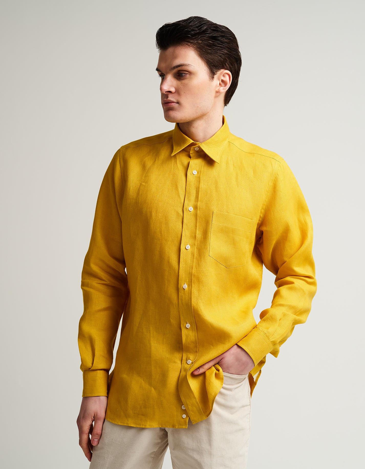 Gresham Blake Linen Shirt in Yellow for Men Lyst UK