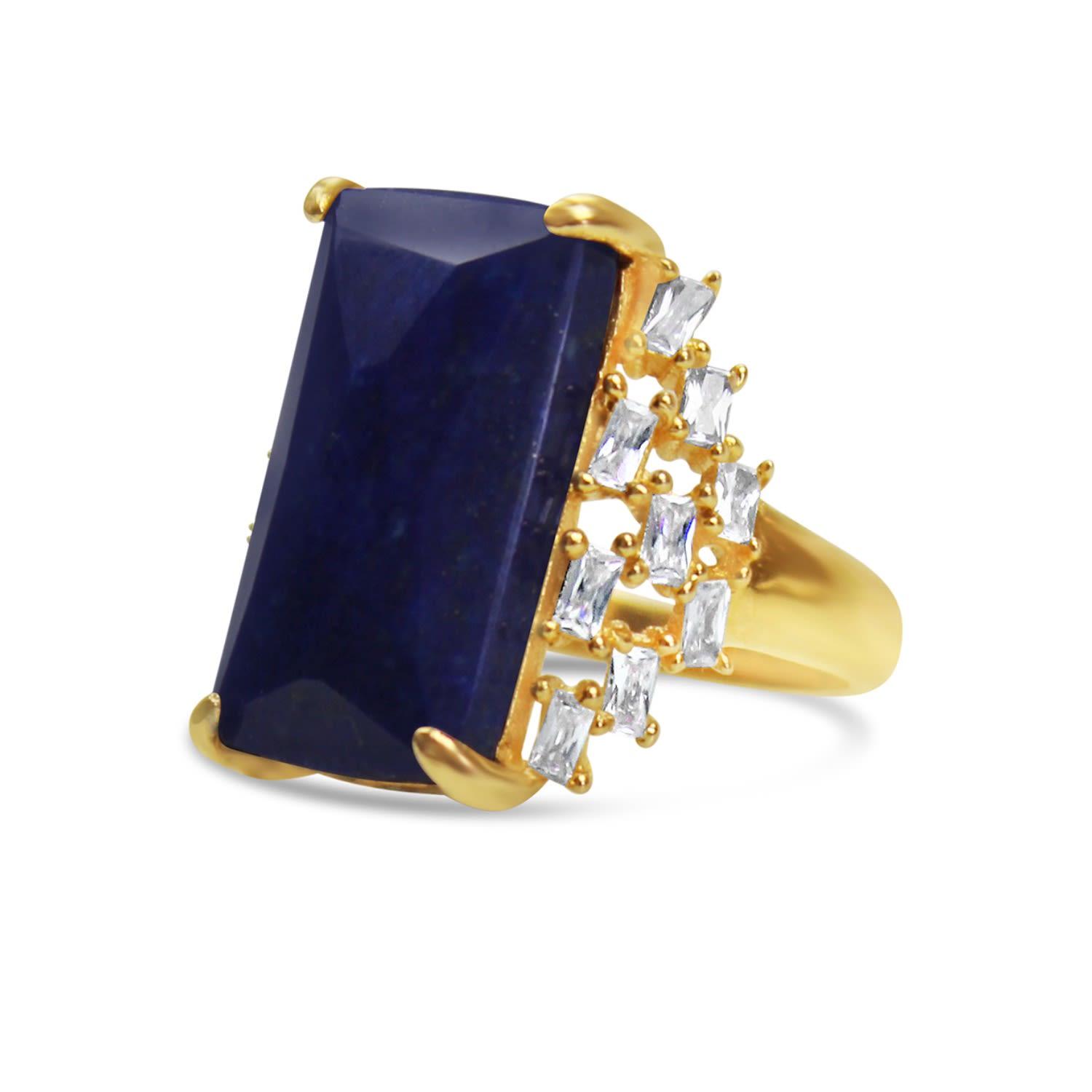 Bellus Domina Gold-plated Silver Lapis Lazuli Cocktail Ring in Blue - Lyst