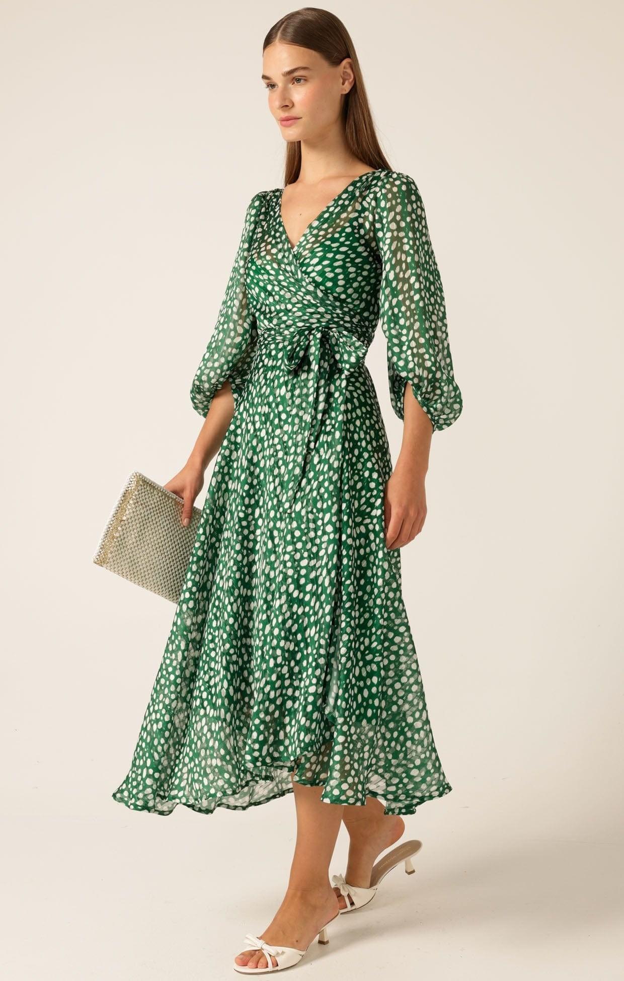 Designer Green Chiffon Wrap Dresses for Women - Up to 75% off