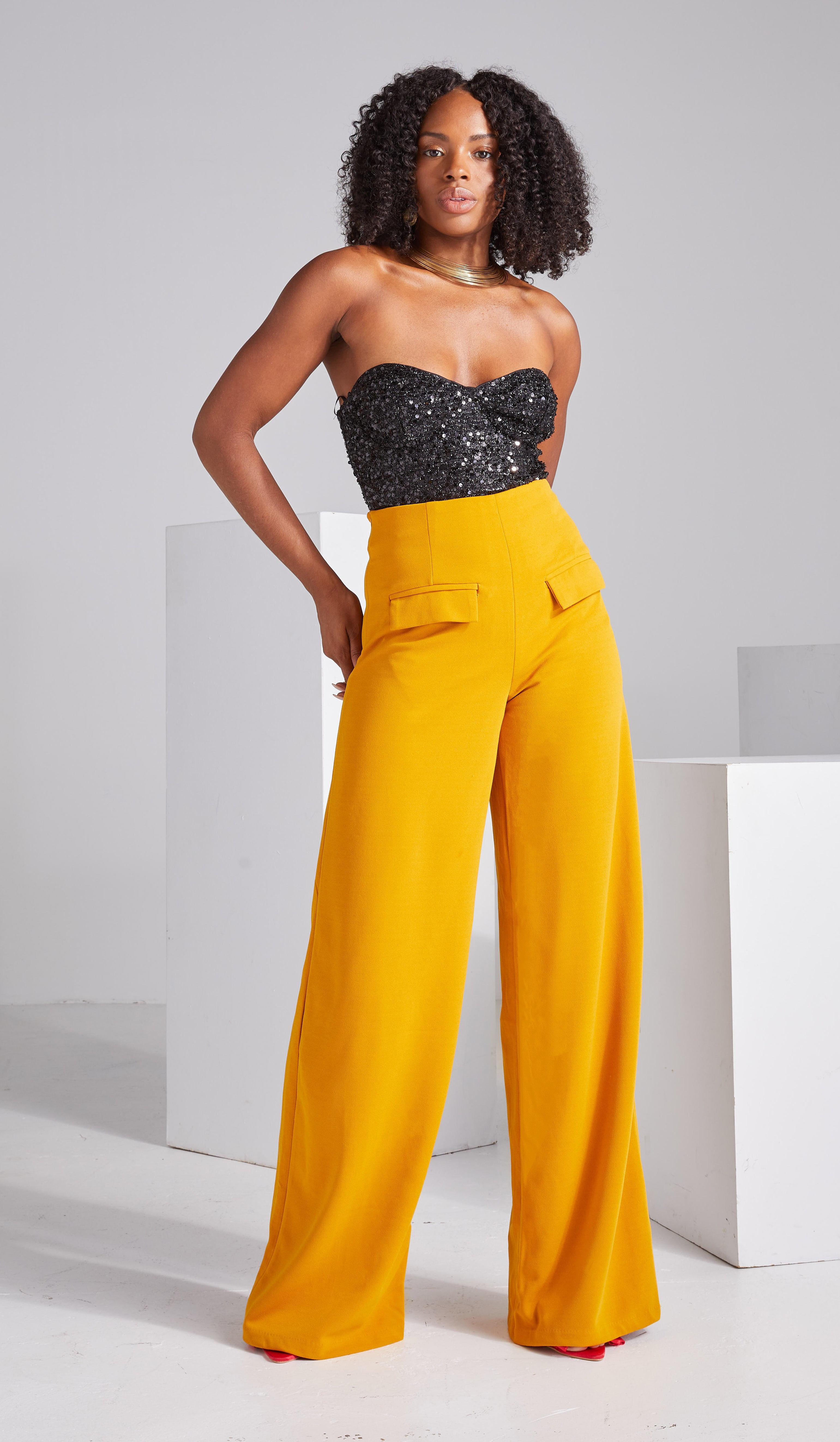mustard yellow women's dress pants CLOISE Women's Pants High Waisted Dress Pants Soft Straight Leg Suit Pants Casual Dress Pants Loose Pull On Pants Drawstring Athletic Cropped Pants Yellow