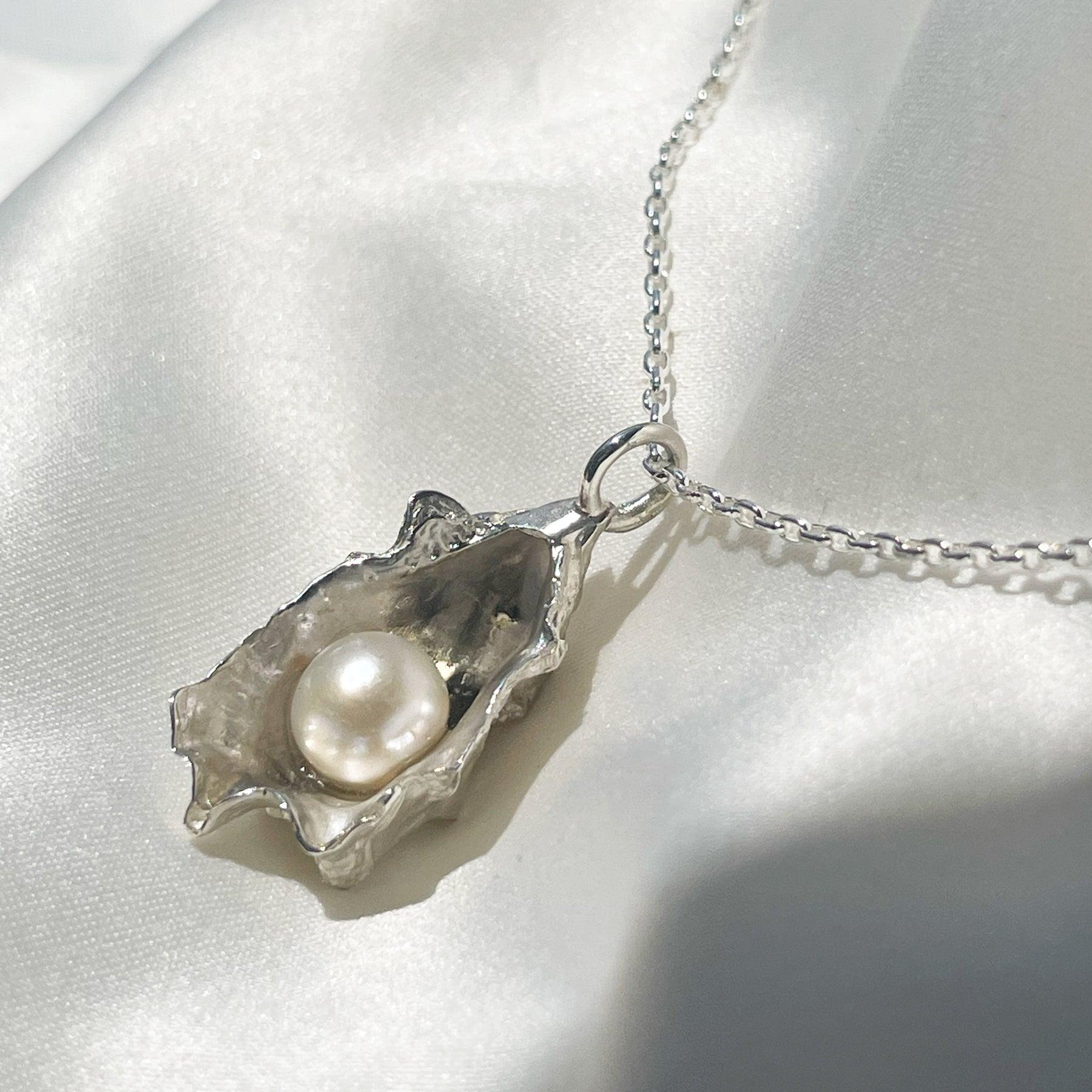 Oyster Pearl Necklace - Cast Seashell With Freshwater Pearl – HKM Jewelry
