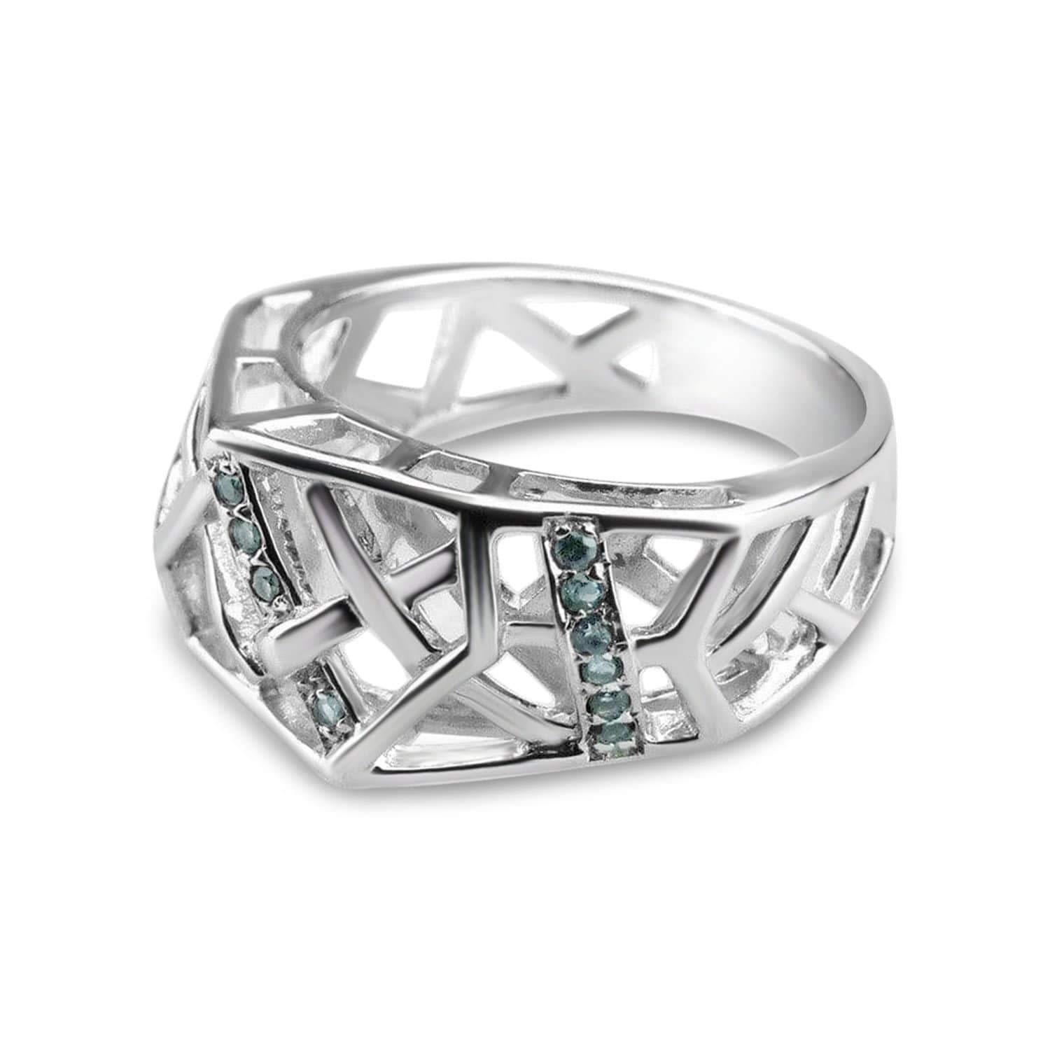 Bellus Domina White Gold Plated Crossover Topaz Ring in Silver ...