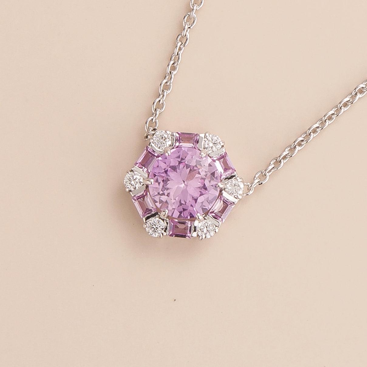 Juvetti Jewelry Ruby, Pink Gold Ori Small Pendant Necklace In Ruby And  Diamond - Pink Gold