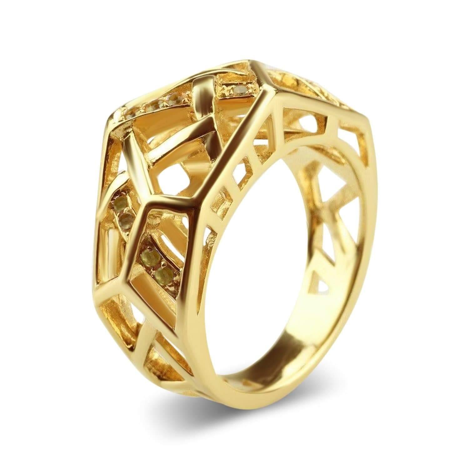 Bellus Domina Gold Plated Crossover Citrine Ring in Metallic - Lyst