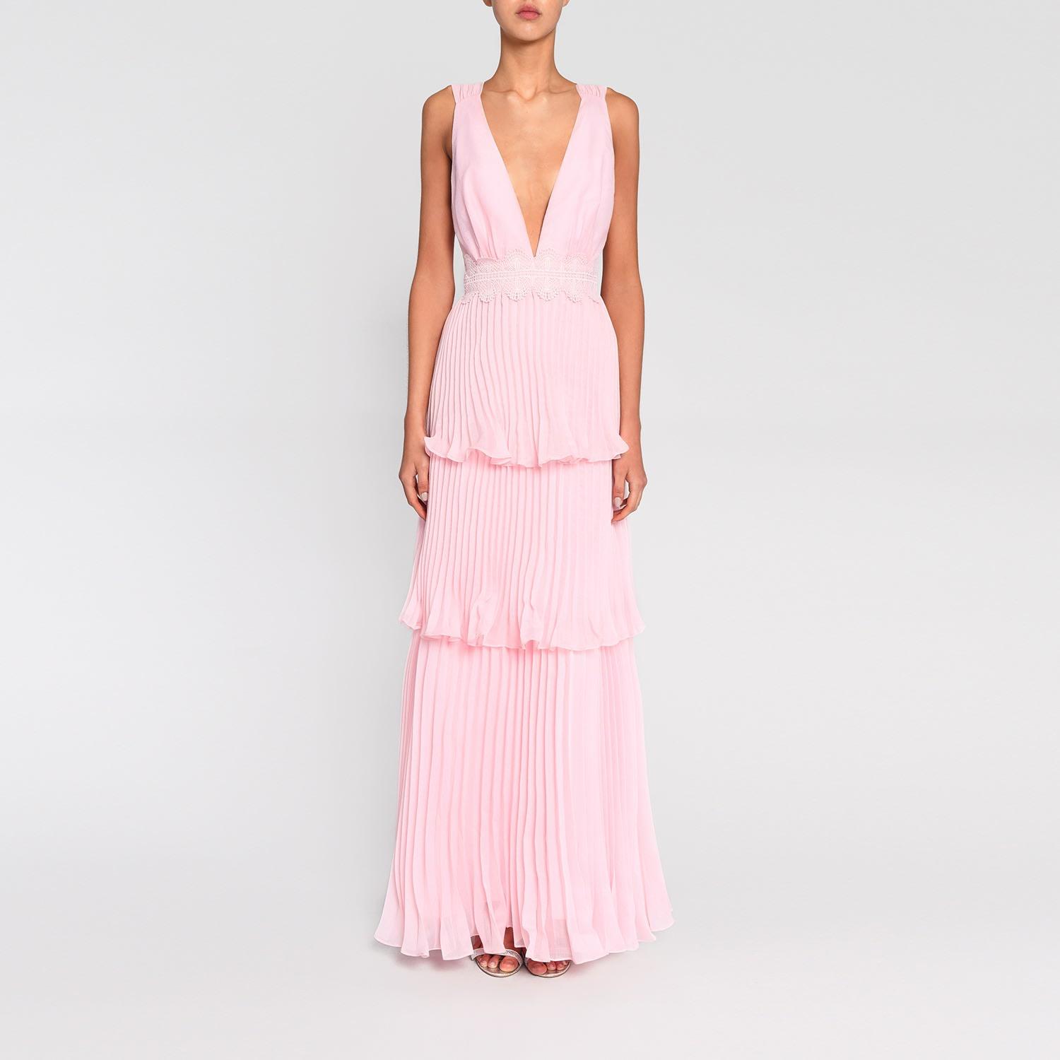 True Decadence Synthetic Light Pink Organza Plunge Front Tie Back Maxi Dress  - Lyst