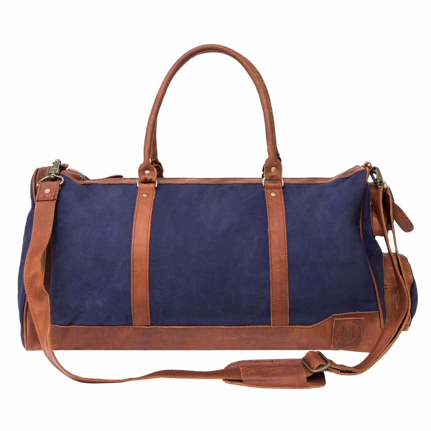 Lyst - Mahi Leather Canvas Leather Columbus Holdall/duffle Weekend/overnight Bag In Navy Blue in ...