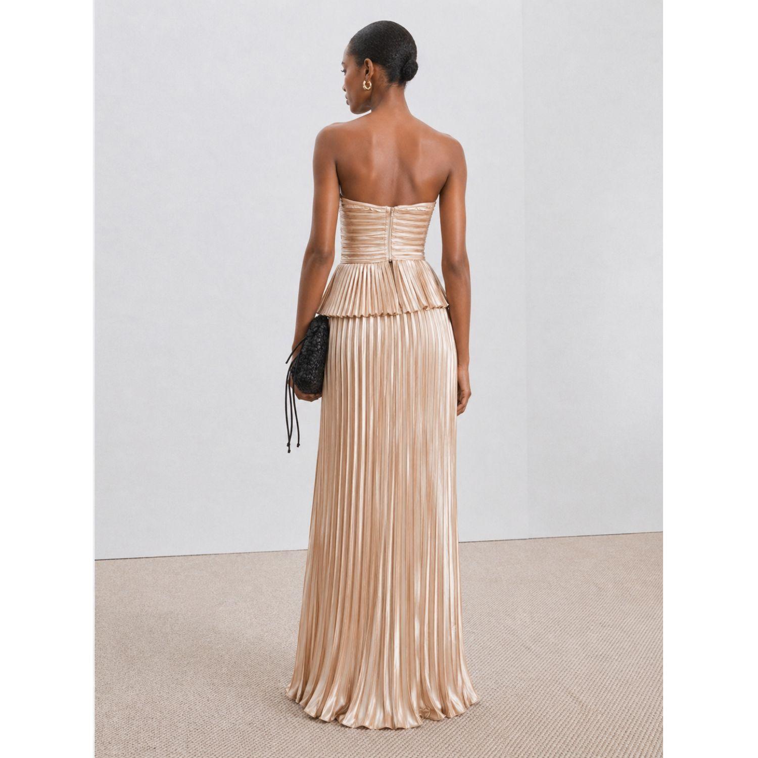 the row pleated dress THE ROW Bastet Pleated Cape A-line Maxi Dress