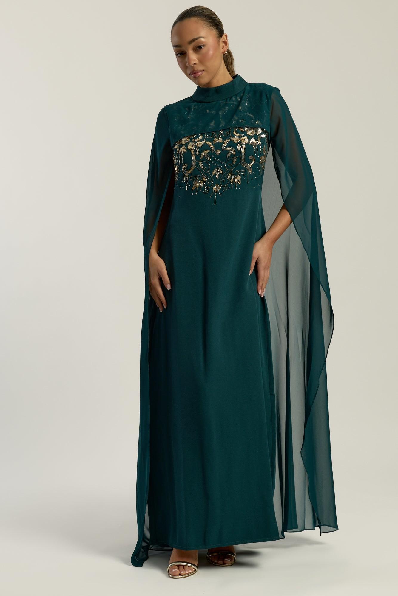slim fit dress slacks Silvia Olive Floral Embroidered Midi Dress – Frock and Frill main image 1