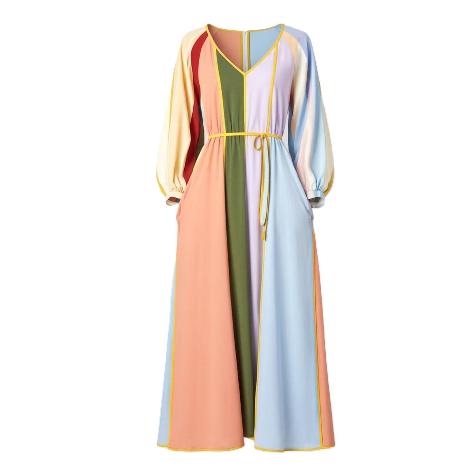long sleeve colourful dress Pastel Rainbow Gradient Mini Dress: Long Sleeve Party Cocktail Dress
