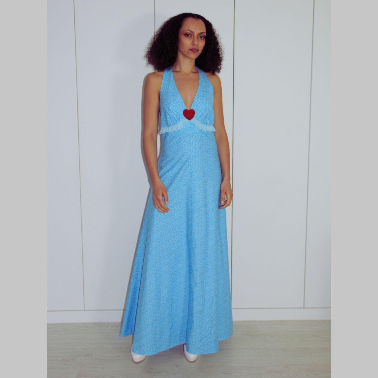 Couture to Your Door Cornflower Floral Maxi Summer Dress in Blue | Lyst UK