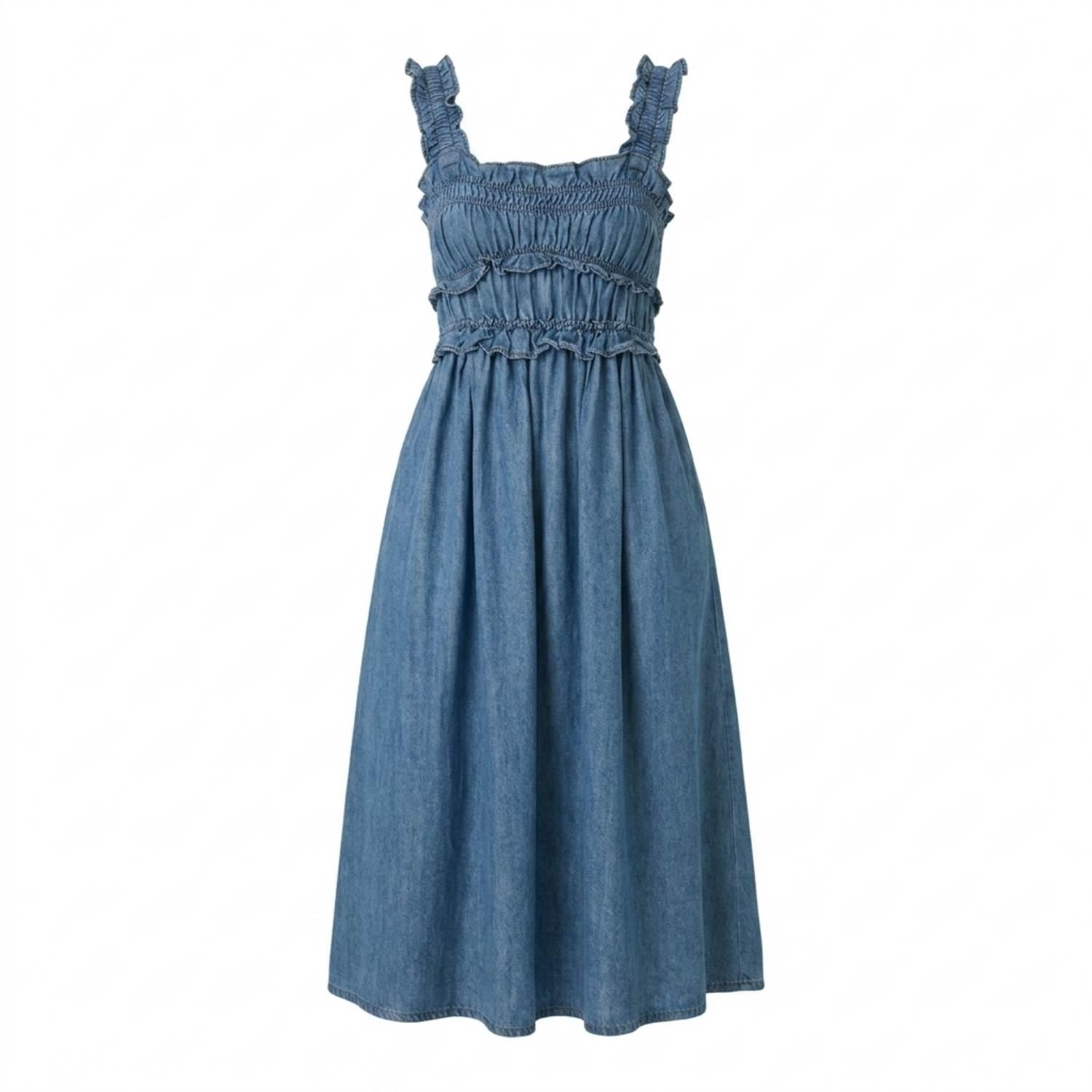 oversized denim smock dress Vintage Denim Button Up Smock Dress