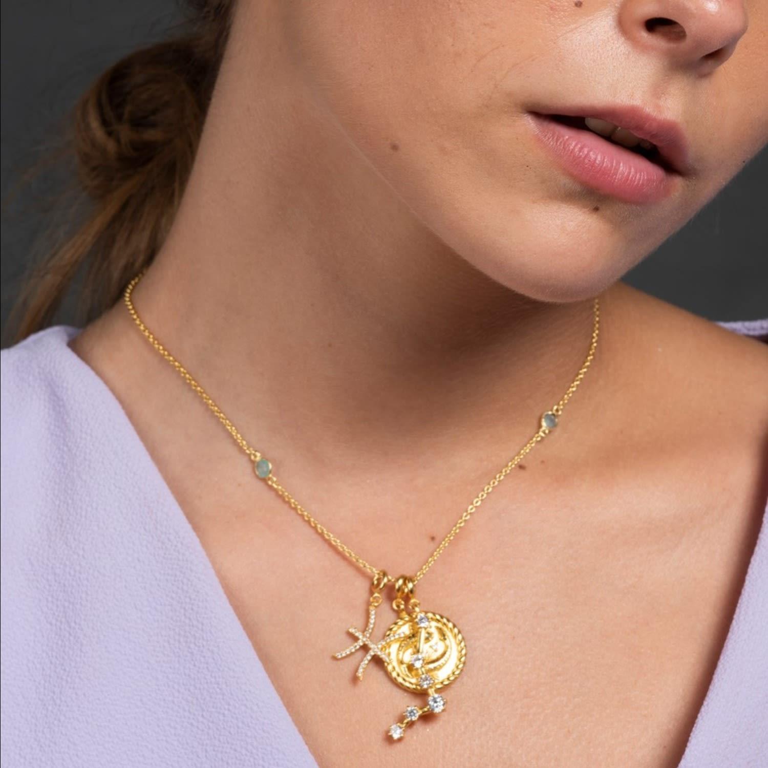 Lavani Jewels Triple Pisces Zodiac Necklace in Metallic | Lyst