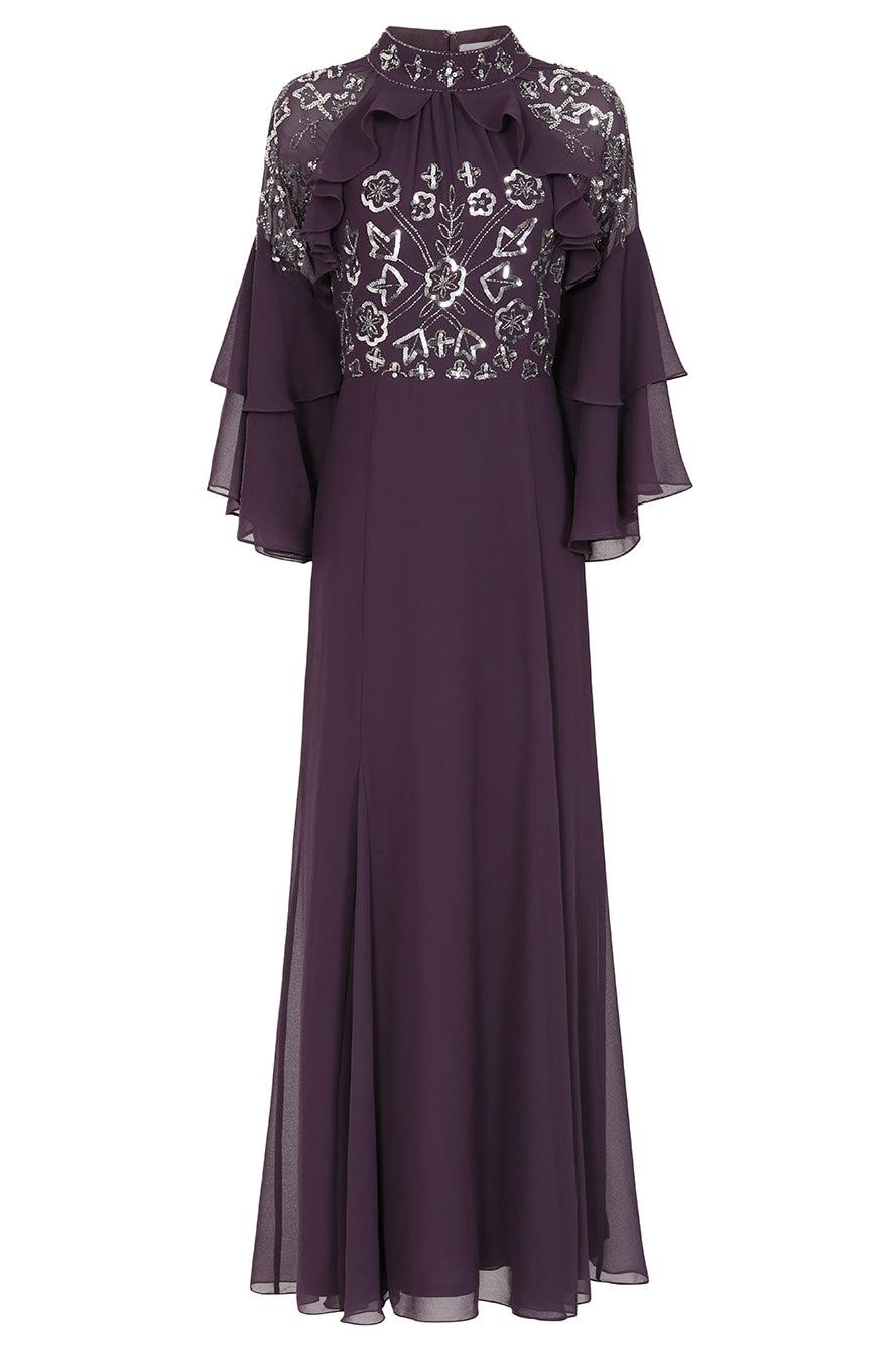 Cheap frock and frill floral embellished maxi dress in dusky rose Deals, image size:889x1333