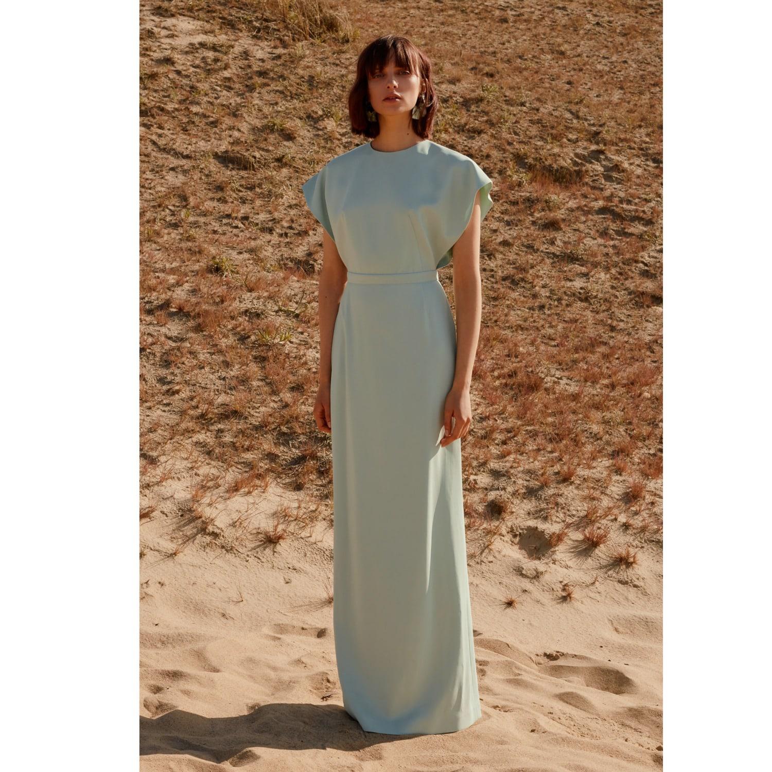 Undress Synthetic Mangata Mint Green Open Back Maxi Occasion