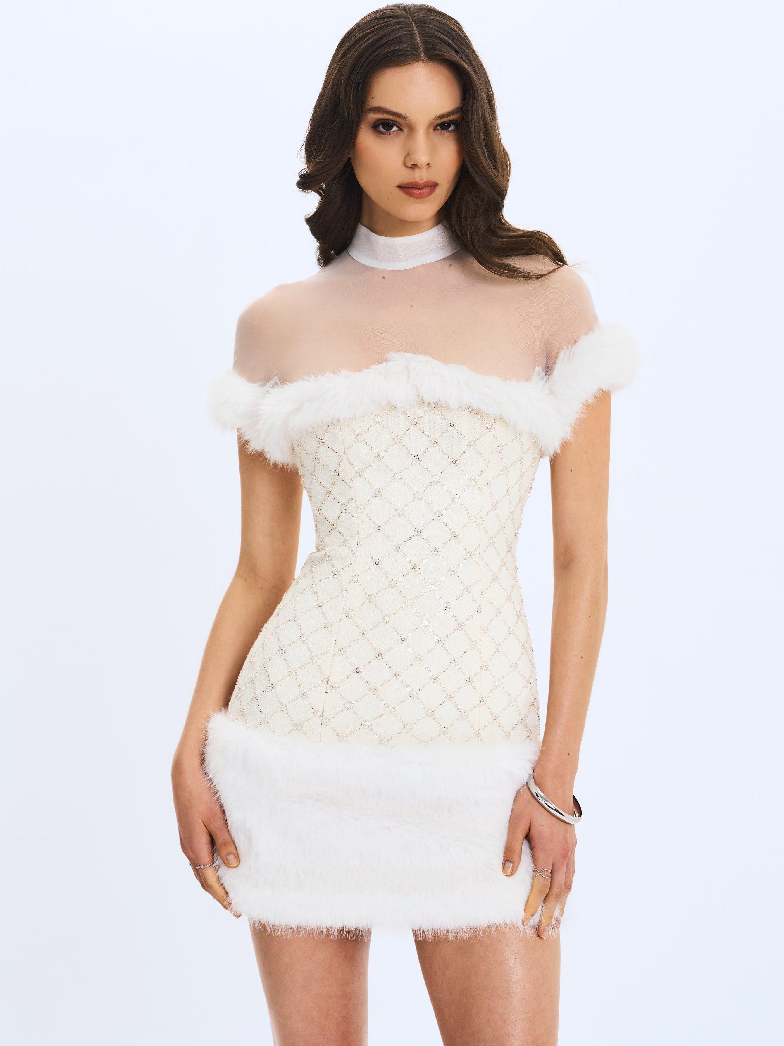Designer White Winter Graduation Dress for Women - Up to 85% off
