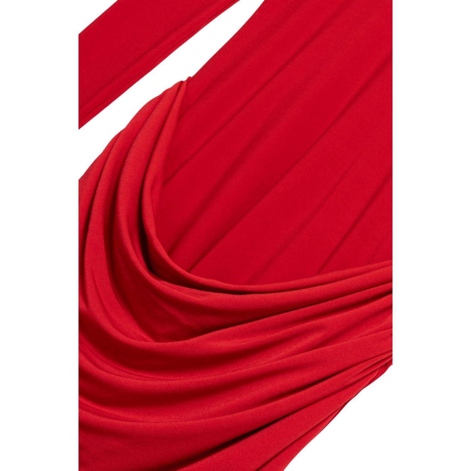 nocturne high-neck ruched maxi dress Nocturne High-Neck Ruched Maxi Dress in Red