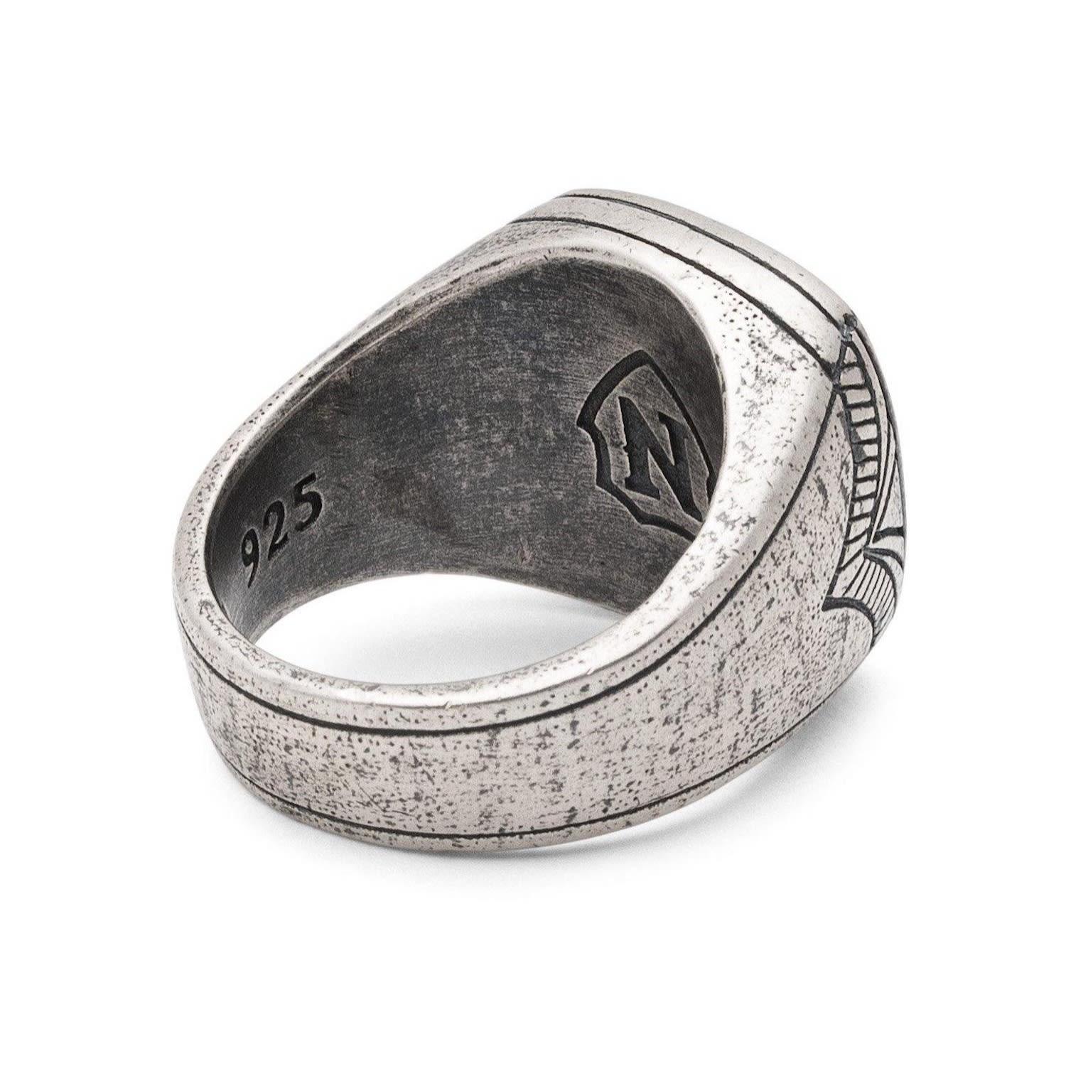 Nialaya Vintage Sterling Silver Signet Ring With Matte Onyx for Men | Lyst  UK