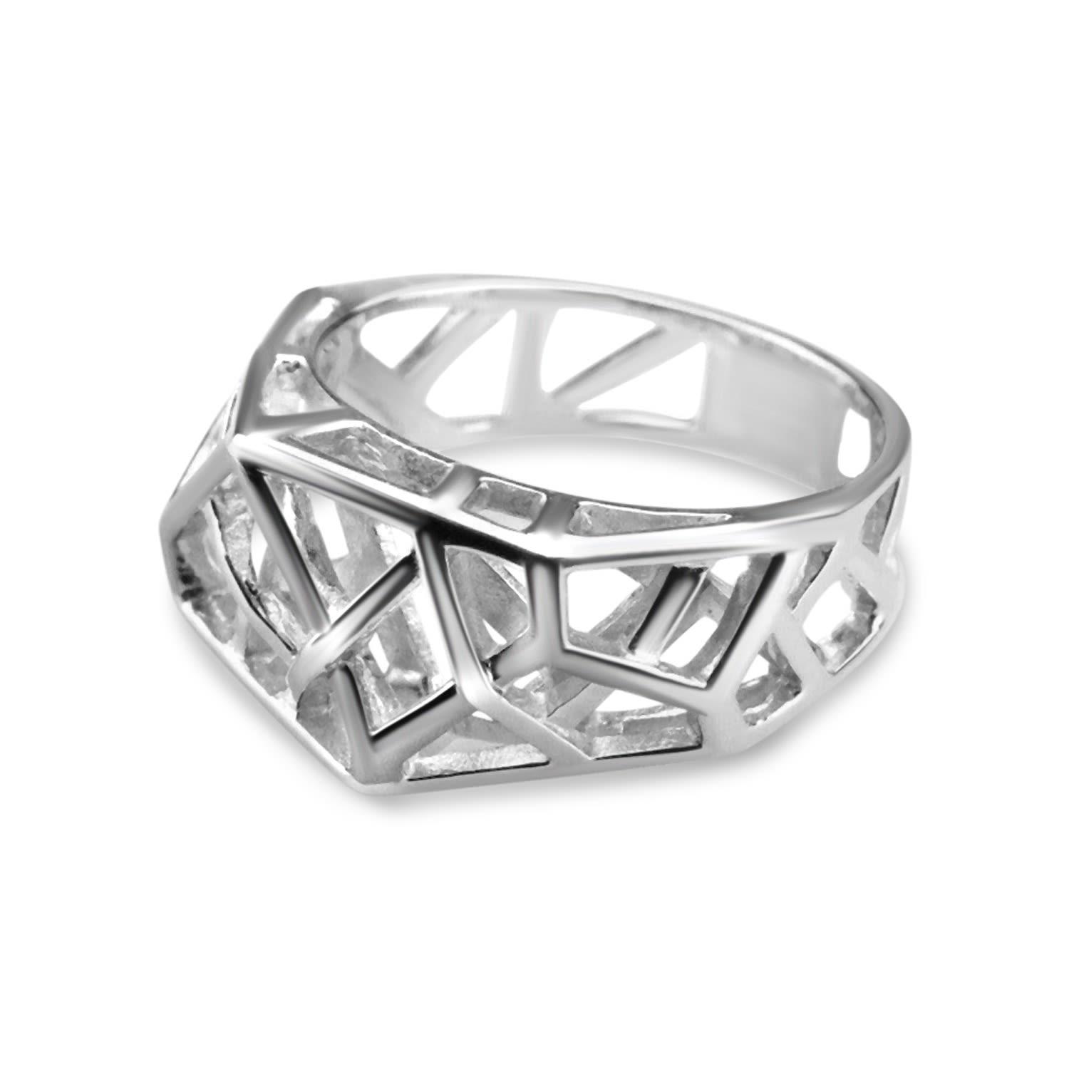 Bellus Domina White Gold Plated Crossover Ring in Silver (Metallic) - Lyst
