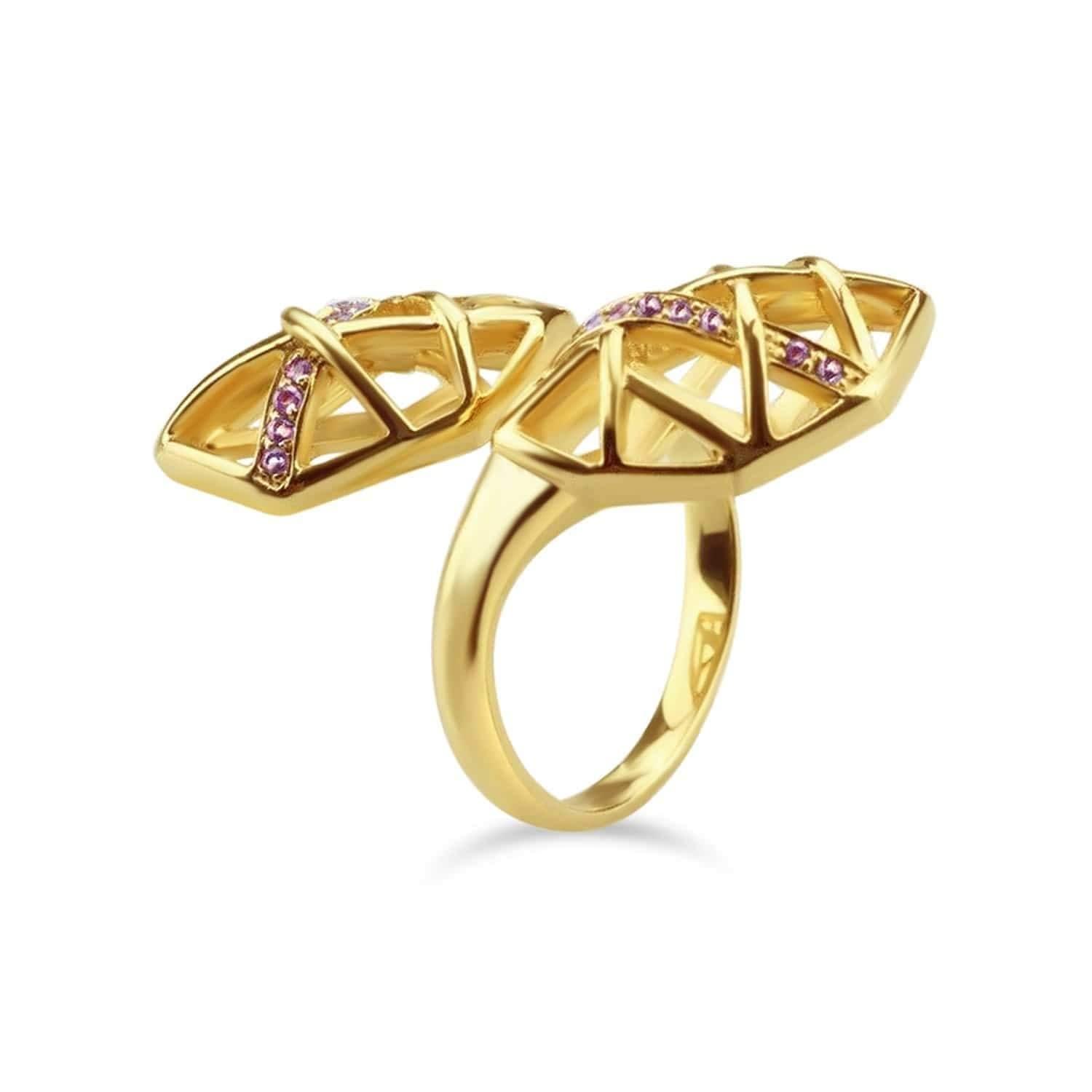 Bellus Domina Gold Plated Amethyst Helical Ring in Metallic - Lyst