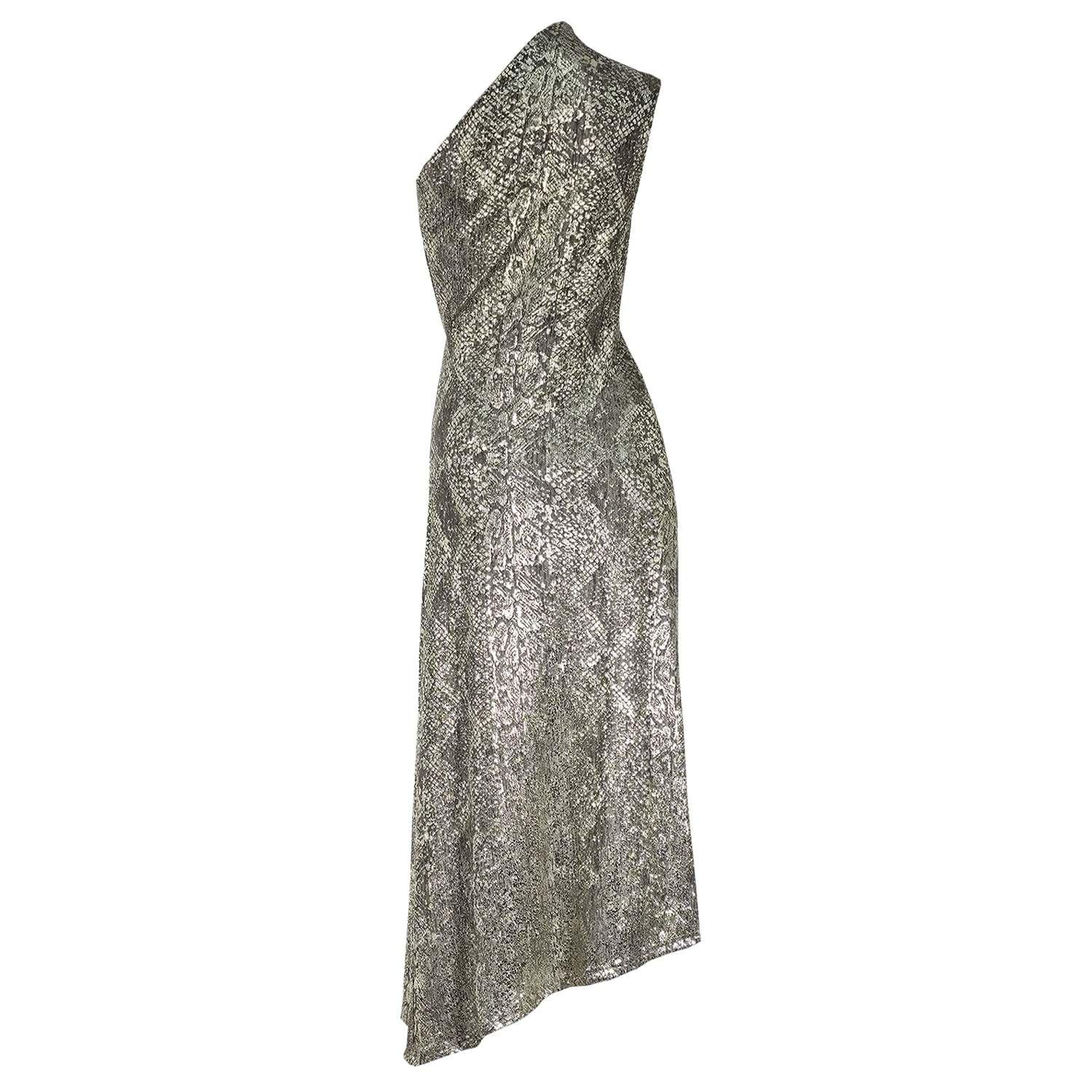 halter flare dress LAPOINTE Snake Mesh Off The Shoulder Dress main image 1