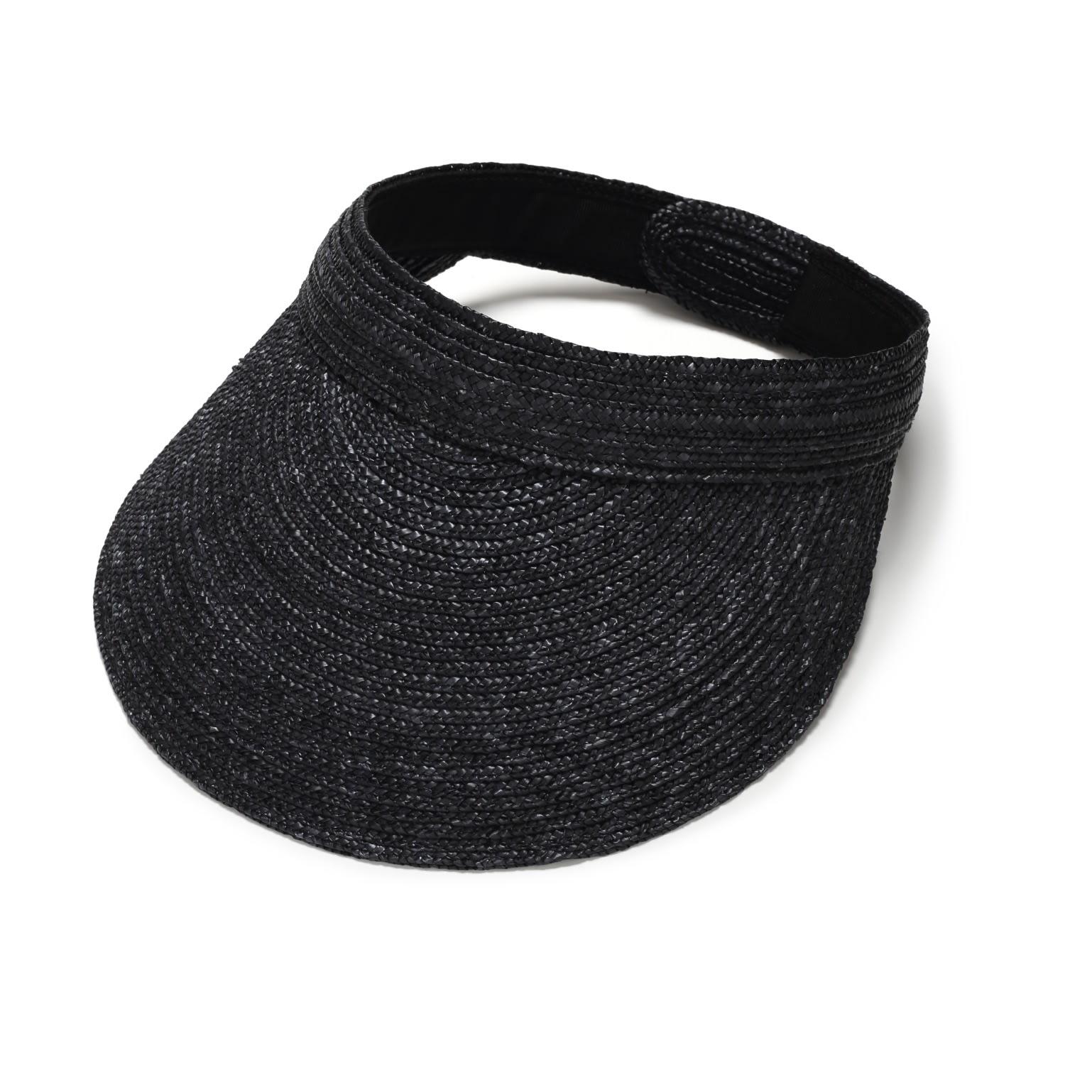 Justine Hats Straw Visor in Black Lyst