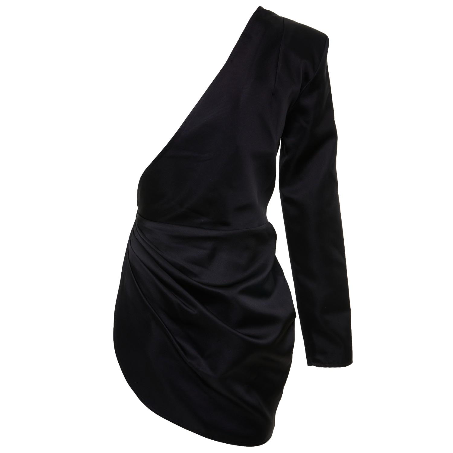 Designer Black Long Sleeve One Shoulder Dresses for Women Up to