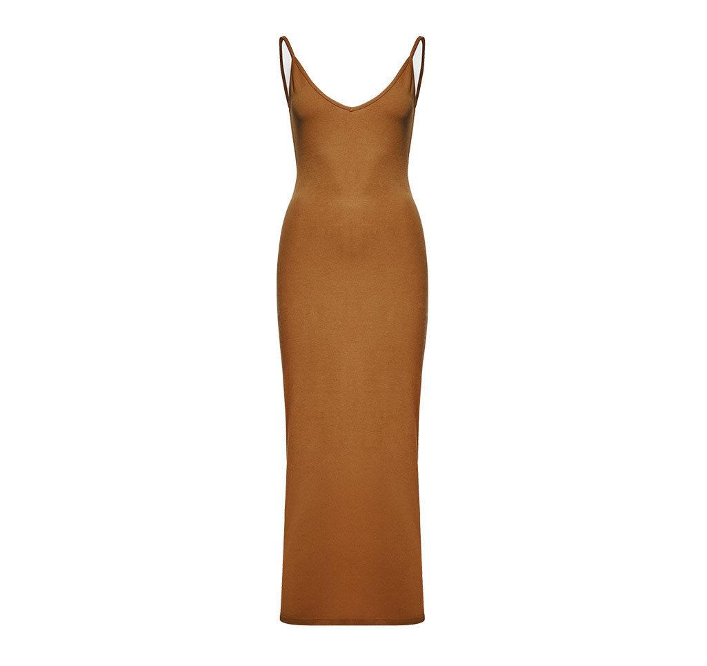 Maison sl Textured Midi Dress  in Brown | Lyst