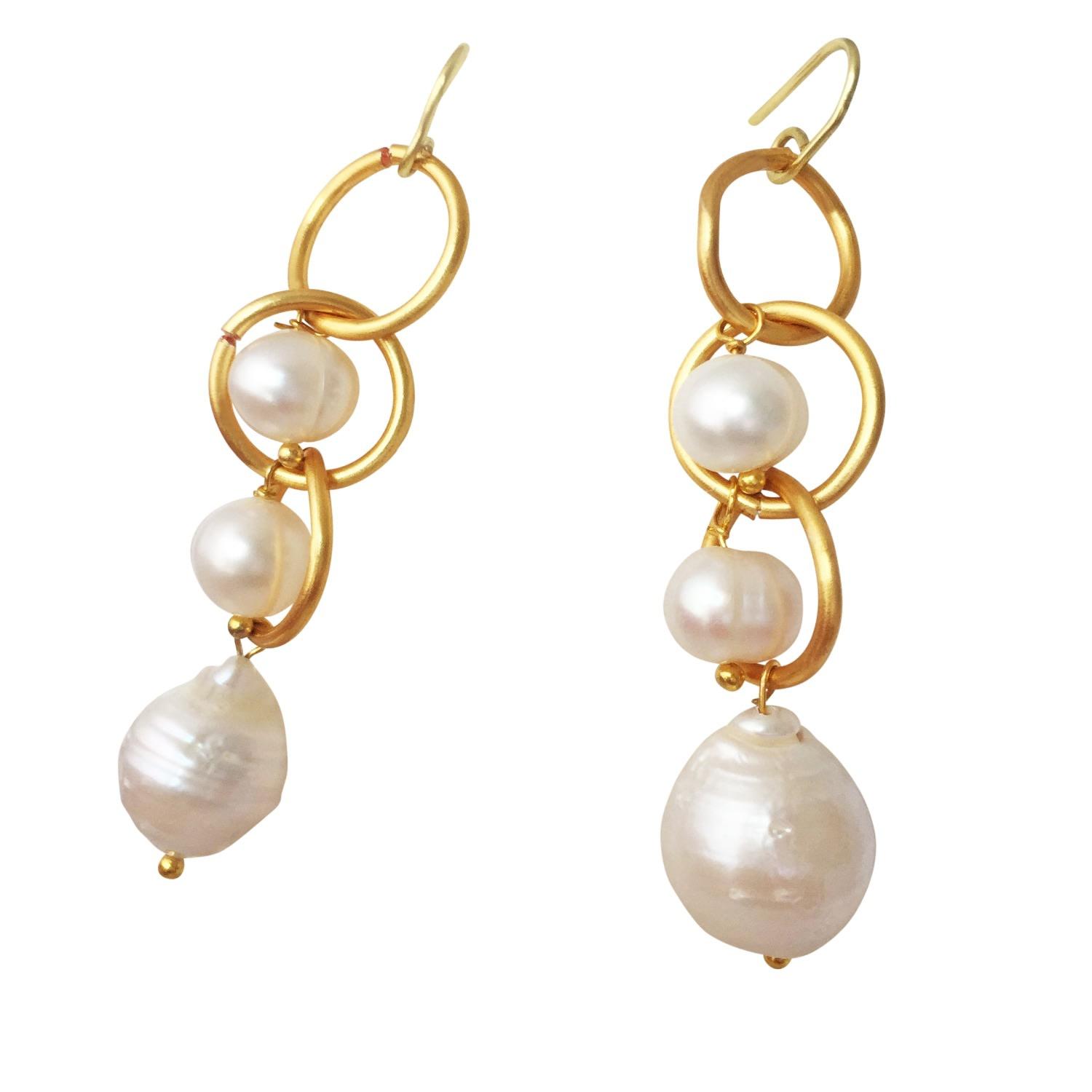 Lily Flo Jewellery Eternity Solid Gold Pearl Drop Earrings in Metallic ...