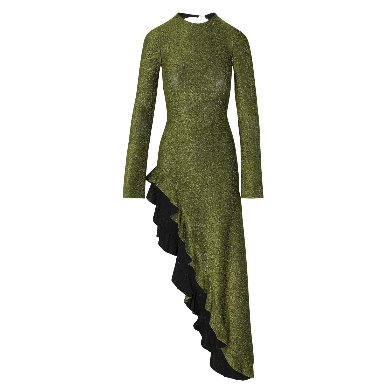 neon green dress with sleeves Midi neon green dress with long sleeves and knot main image 1