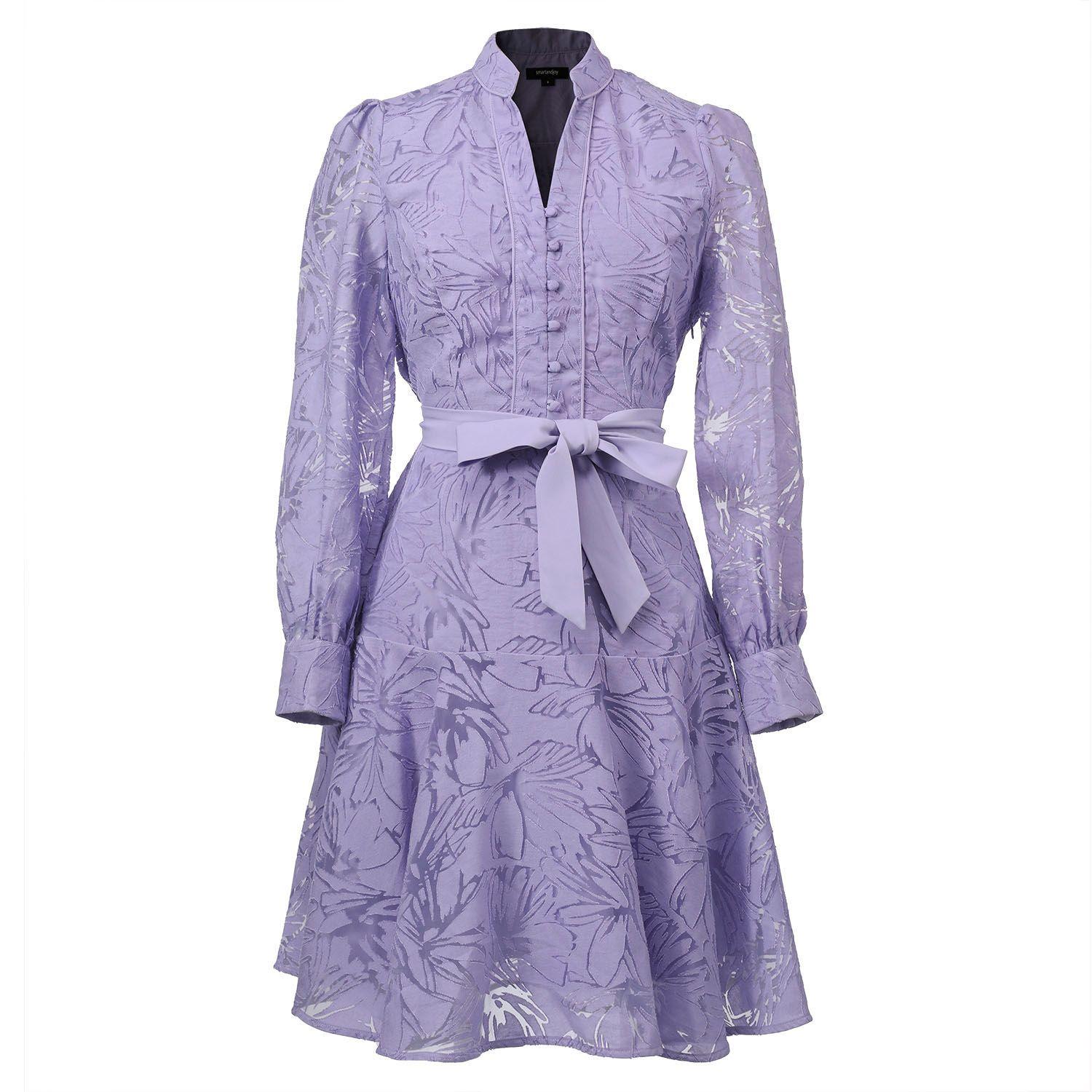 purple long sleeve dress short SHEIN Priv Plus Size Women Sparkly Purple A-Line Bell Sleeve Short Dress
