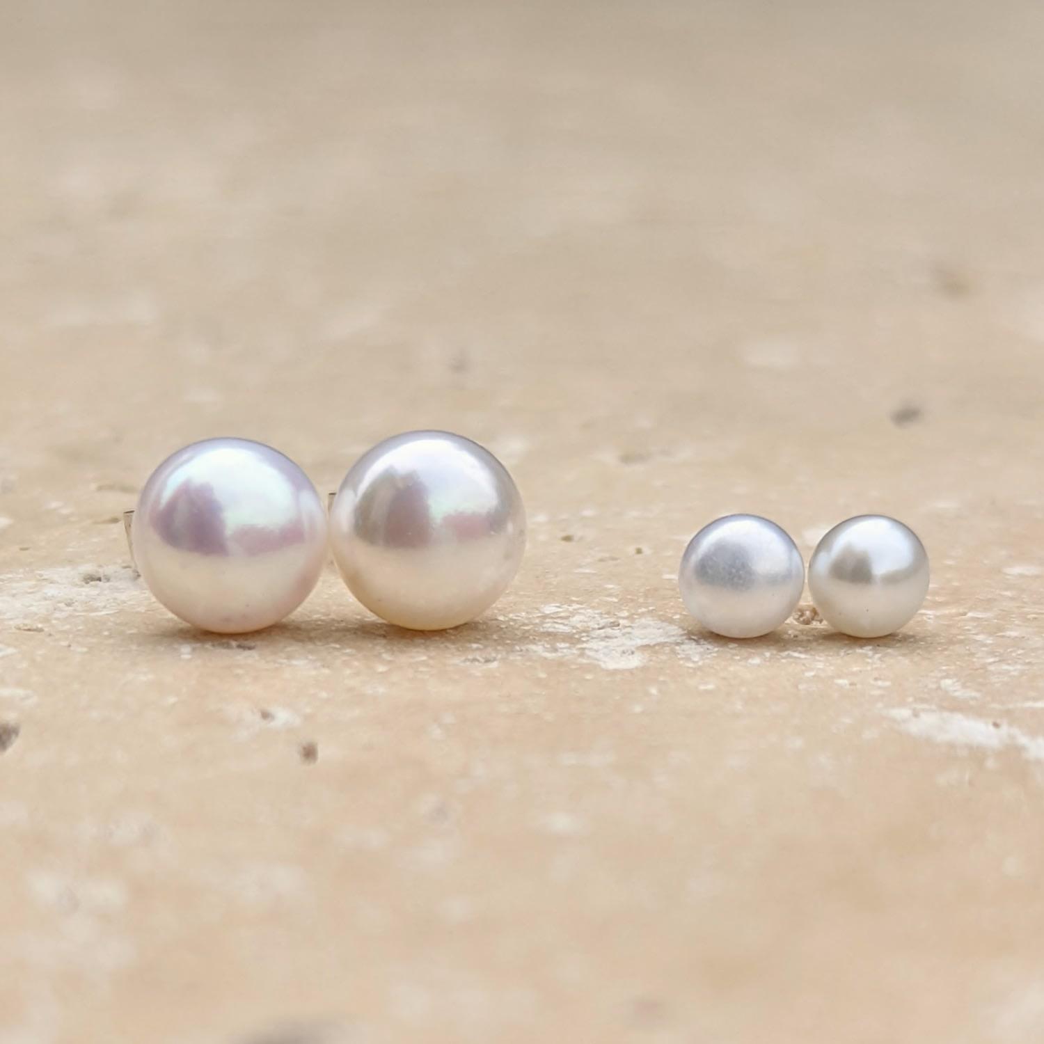 Kiri & Belle Mae Sterling Button Pearl Earrings in White | Lyst