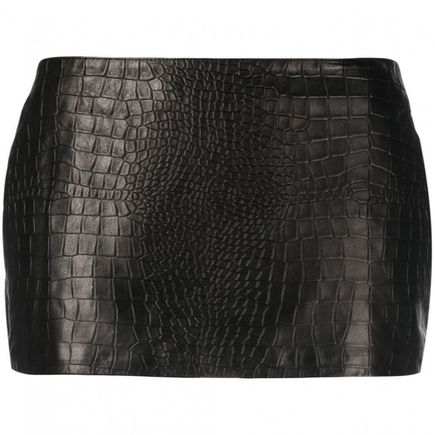 Black leather skirt embossed hot sale