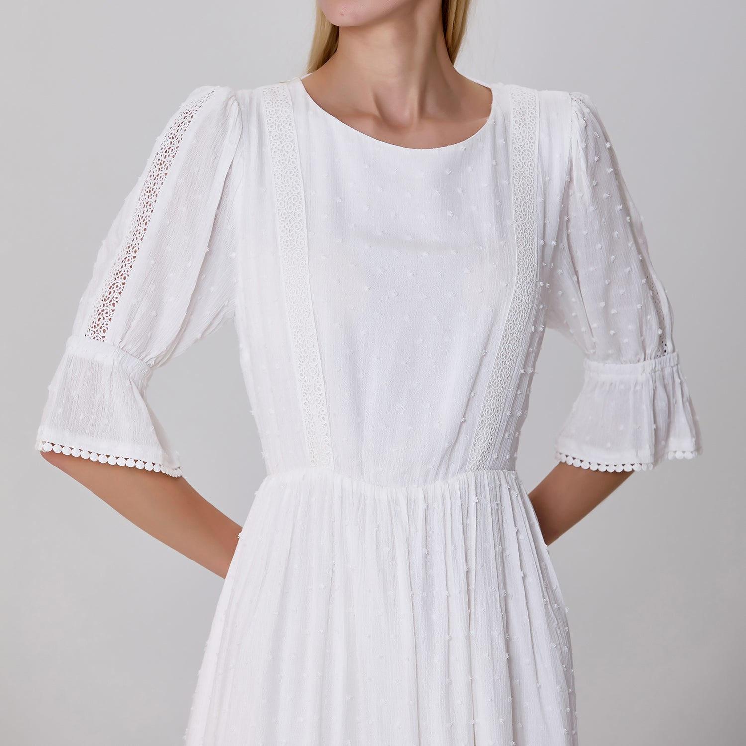 Smart and Joy Plumeti Chiffon Babydoll Low-Cut Back Short Dress in White |  Lyst UK