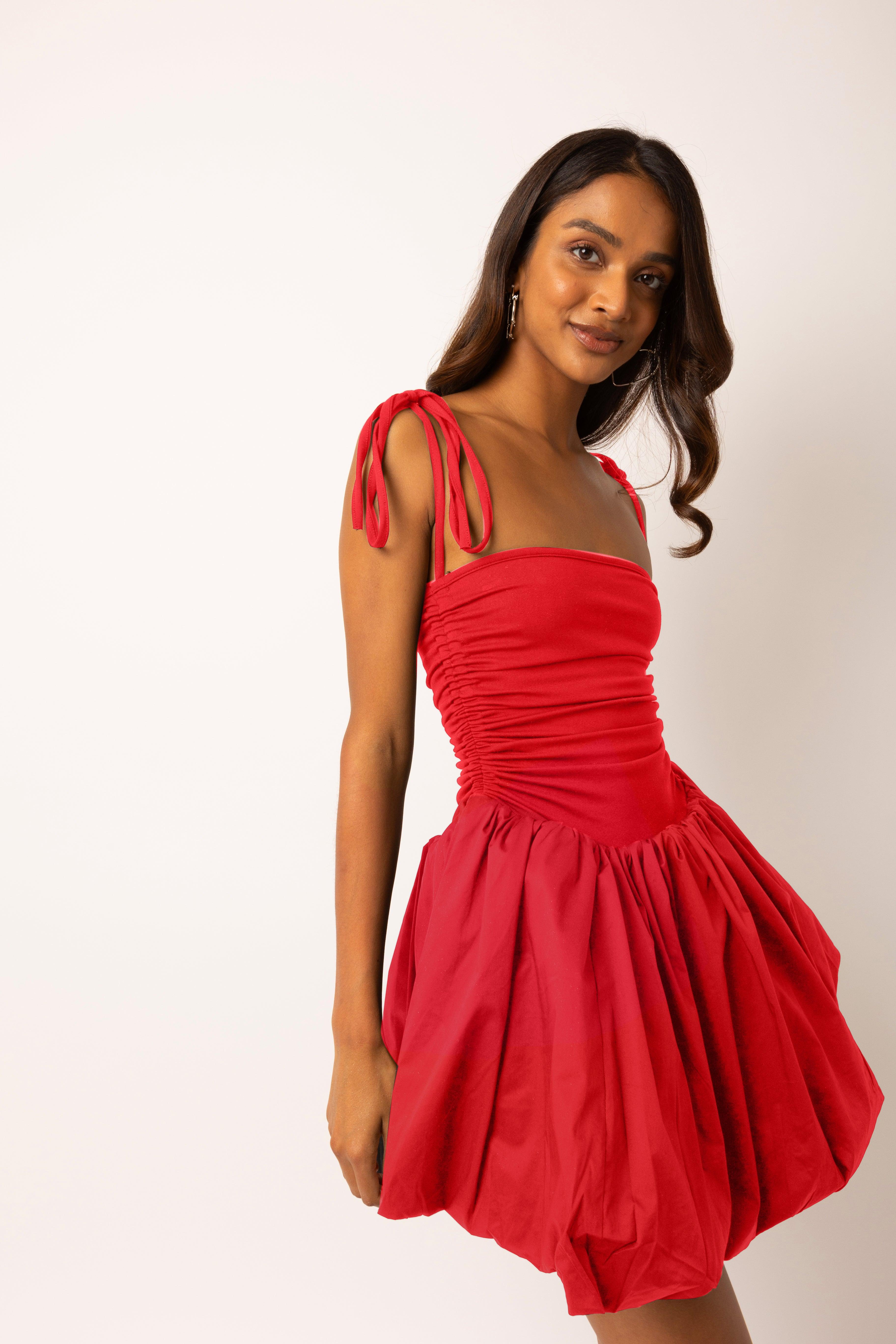 amy lynn puffball dress red Amy Lynn Puffball Midi Dress In Burgundy, Women's At Urban Outfitters
