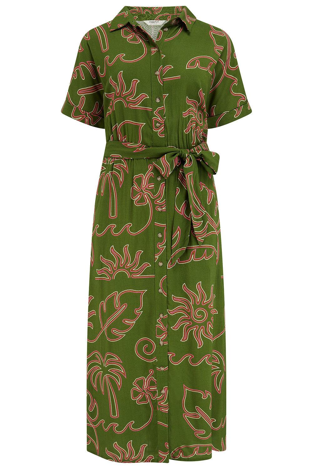 sachin and babi light blue dress Khaki Cotton Printed V Neck Casual Dresses, Khaki-US16 main image 1