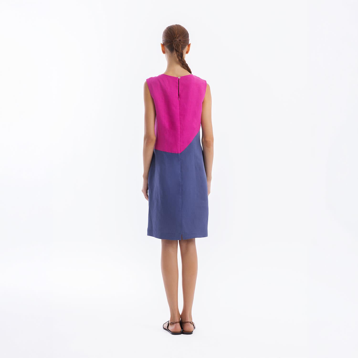 chinese dress ladies Side Pocket A-Line Raspberry Linen Dress main image 0