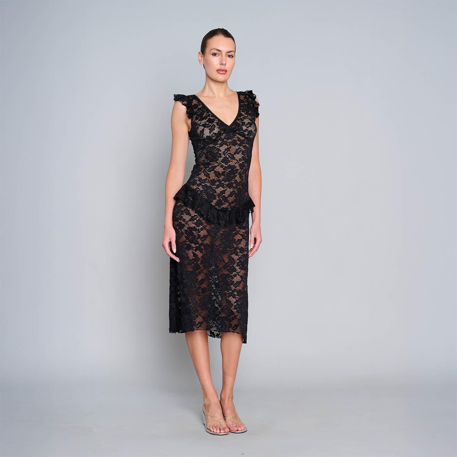 Love and Nostalgia Summer Love Lace Midi Dress in Black | Lyst