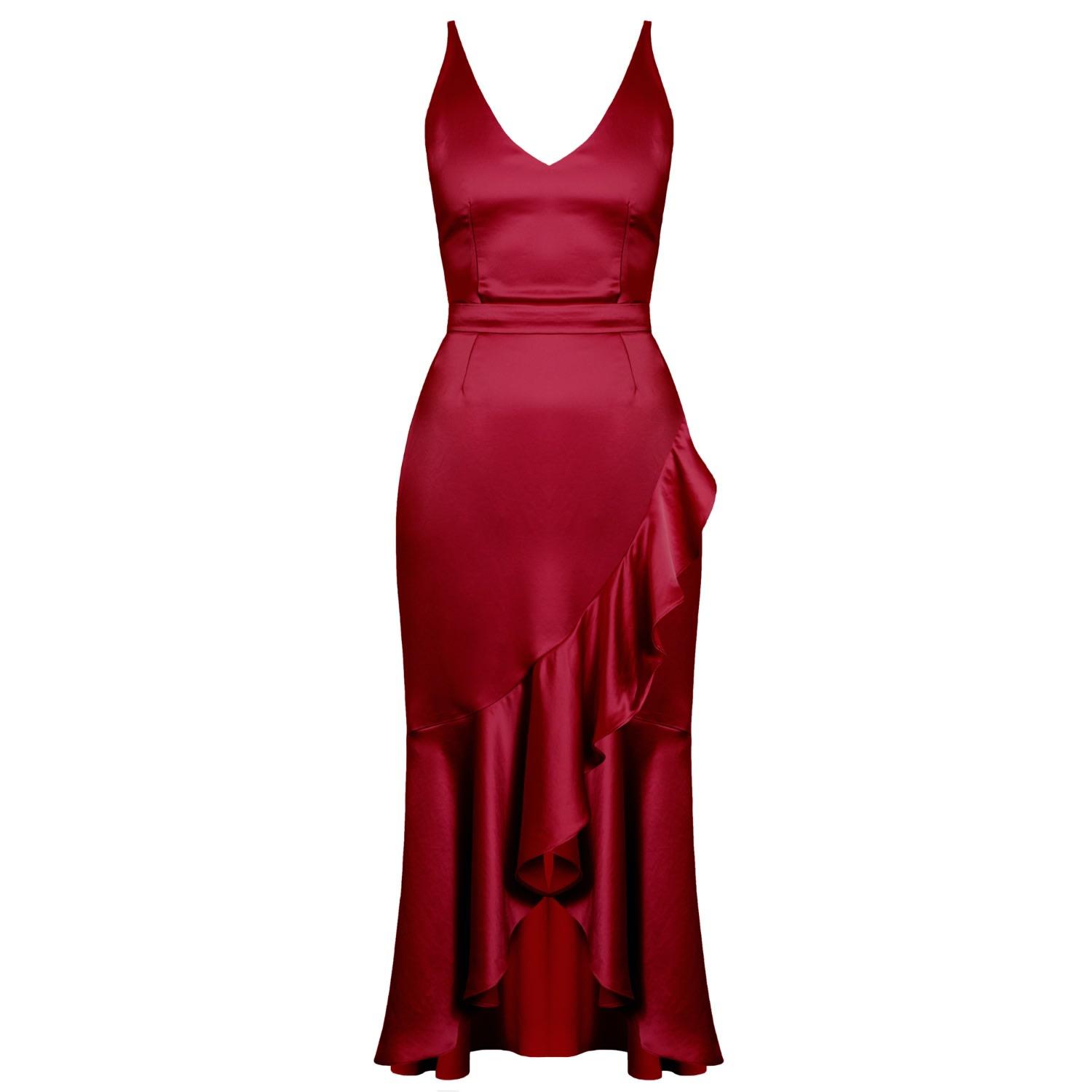 deep red midi dress