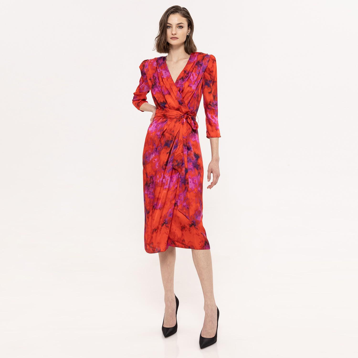 Nissa Dress Wrapped Viscose in Red | Lyst