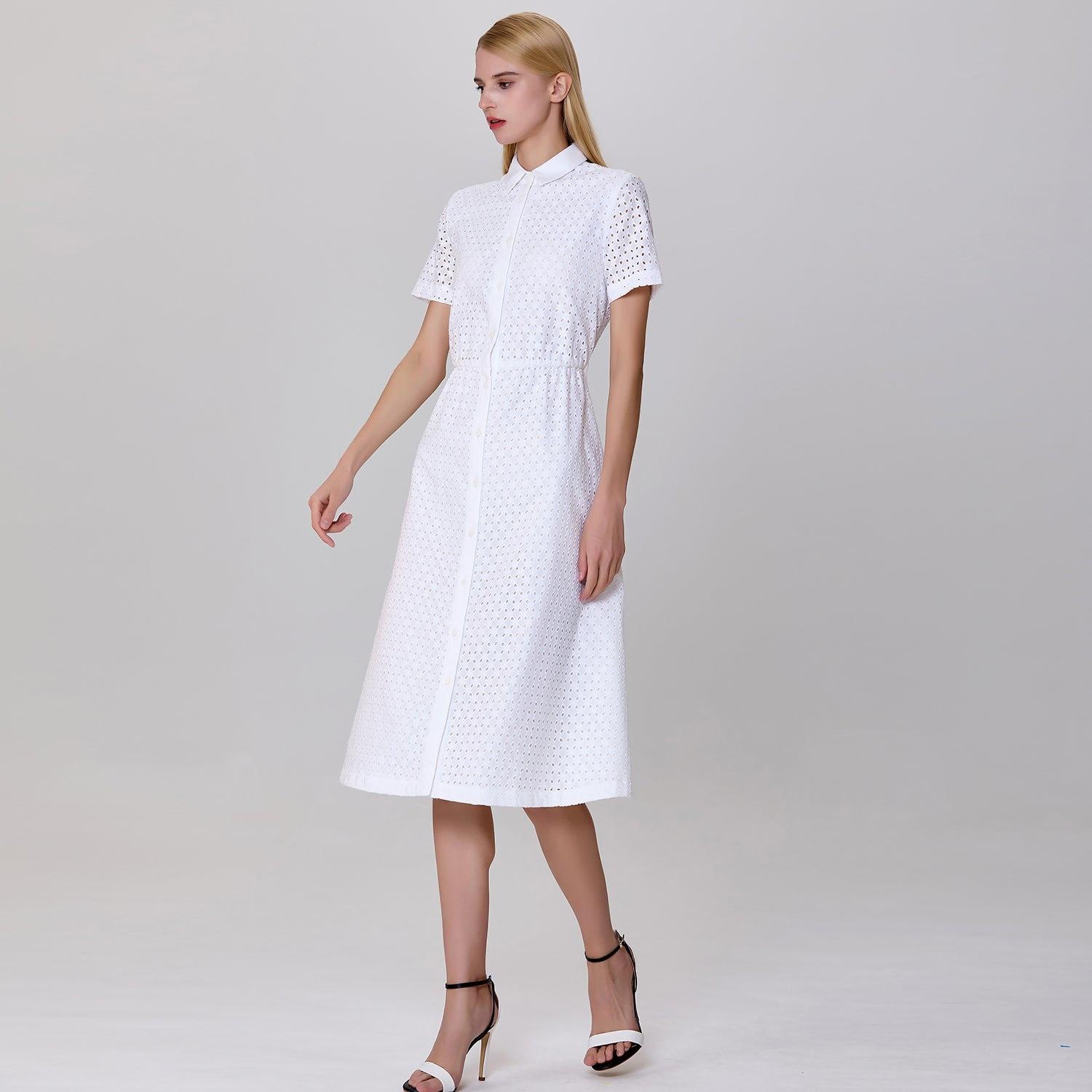 Smart and Joy Eyelet Cotton Lace Shirt-Dress in White Lyst UK