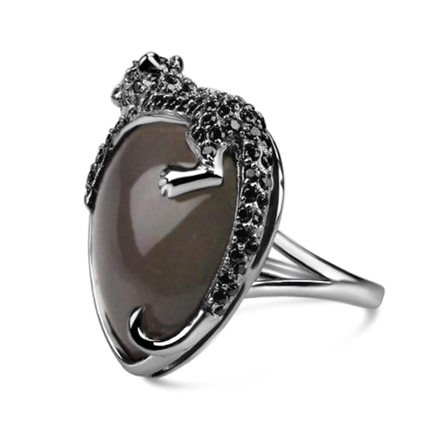 Bellus Domina Agate Umbra Black Panther Cocktail Ring in Grey (Gray) - Lyst